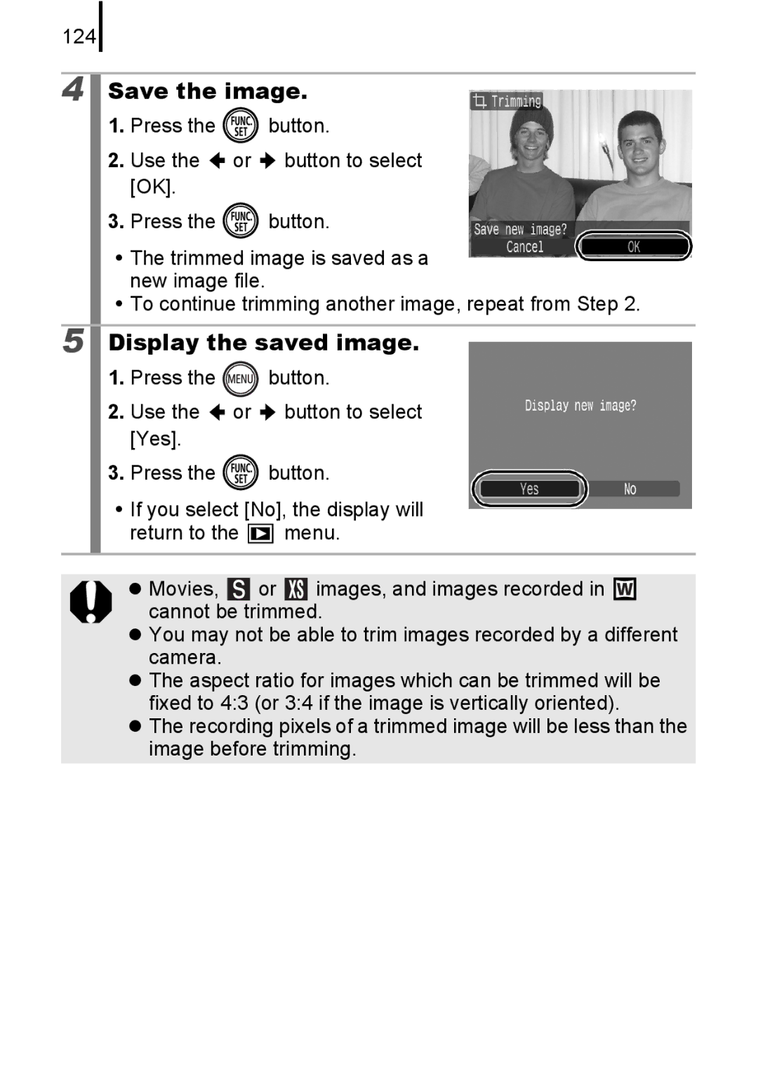 Canon IXUS82IS, IXUS 80IS manual Save the image, Display the saved image, 124 