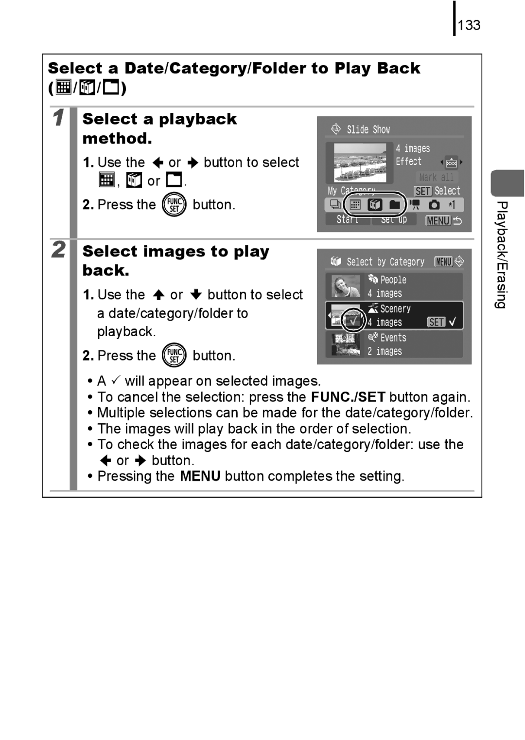 Canon IXUS 80IS, IXUS82IS manual Select images to play back, 133 