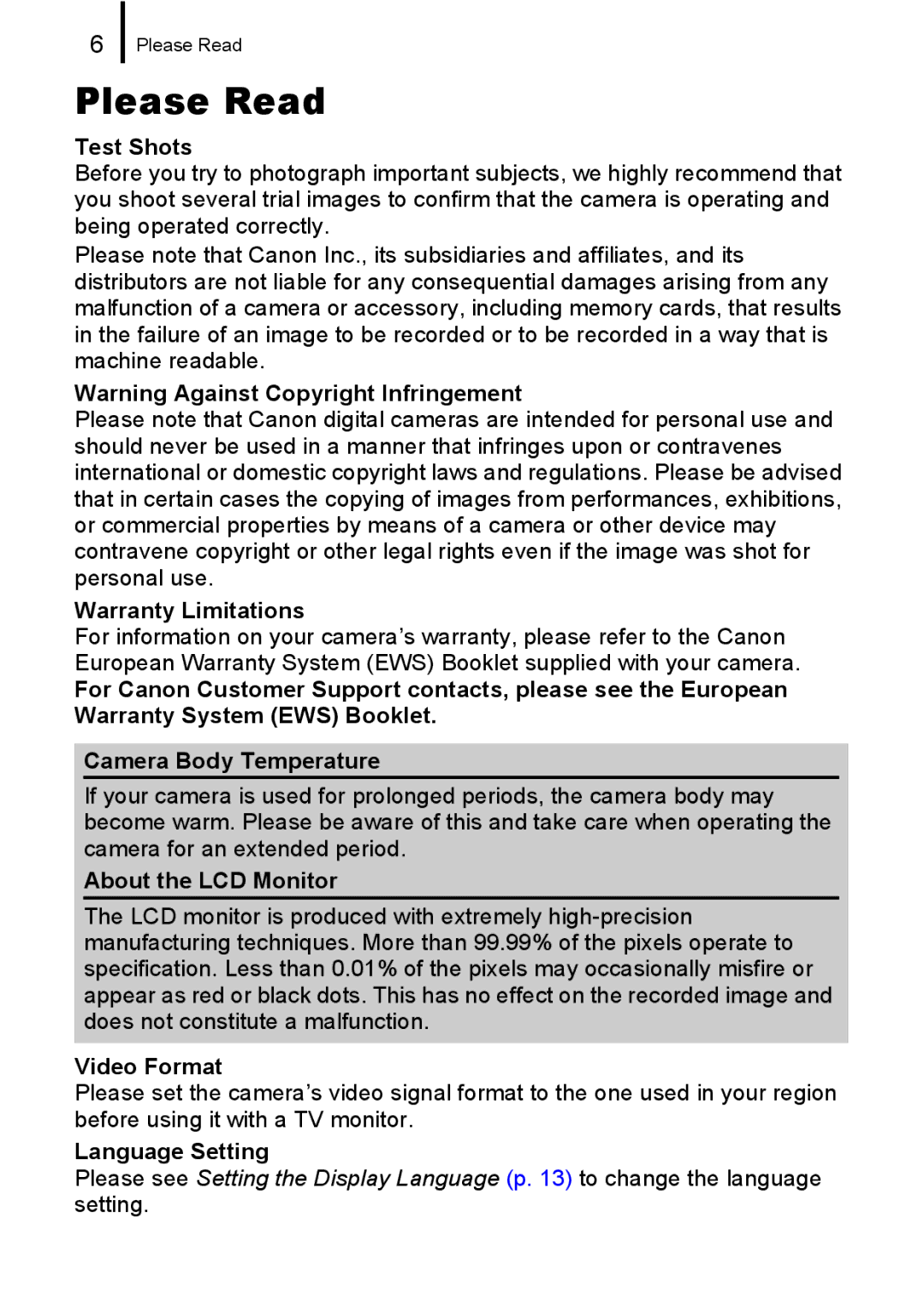 Canon IXUS82IS, IXUS 80IS manual Please Read 