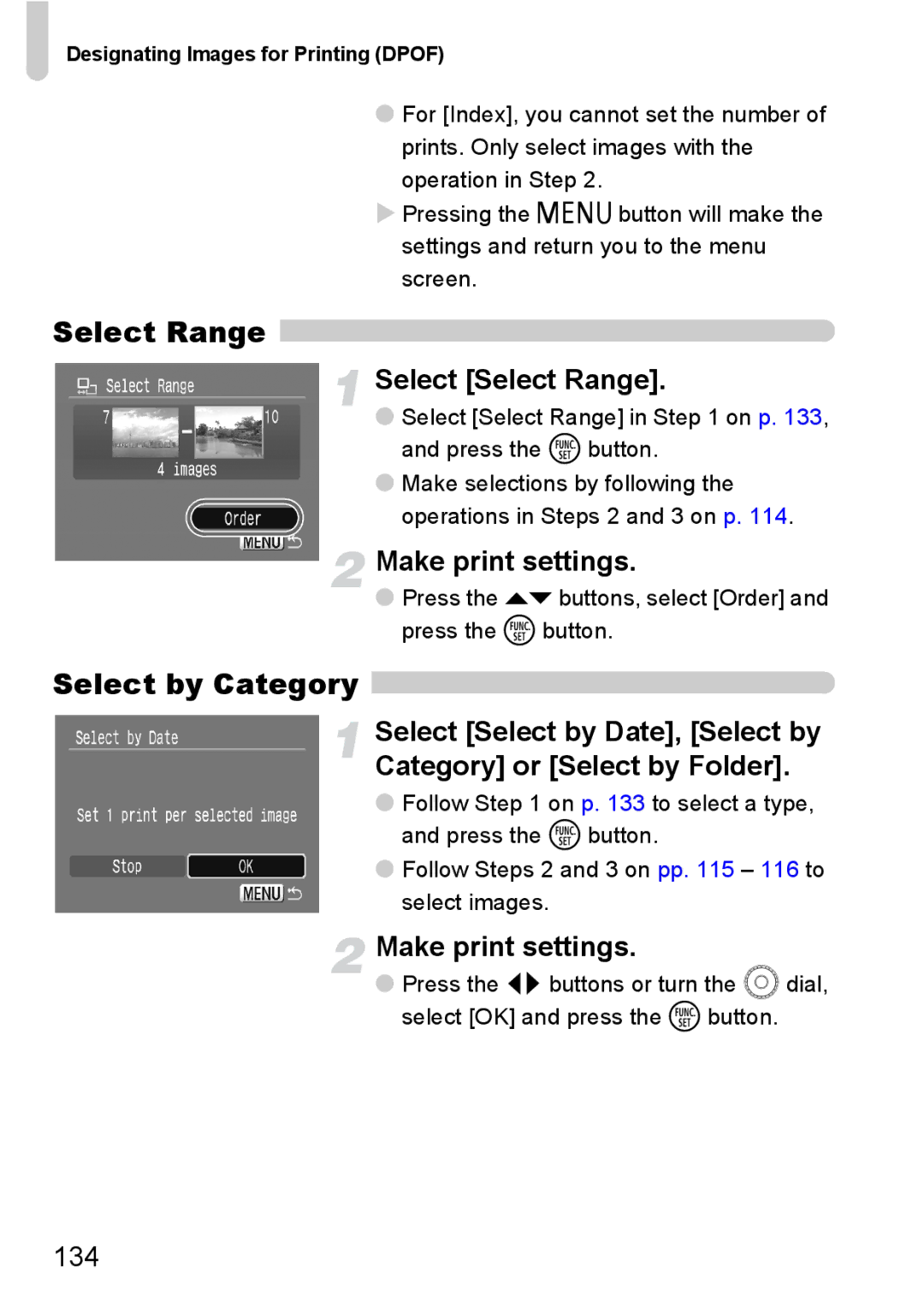 Canon IXUS980IS manual Make print settings, 134 