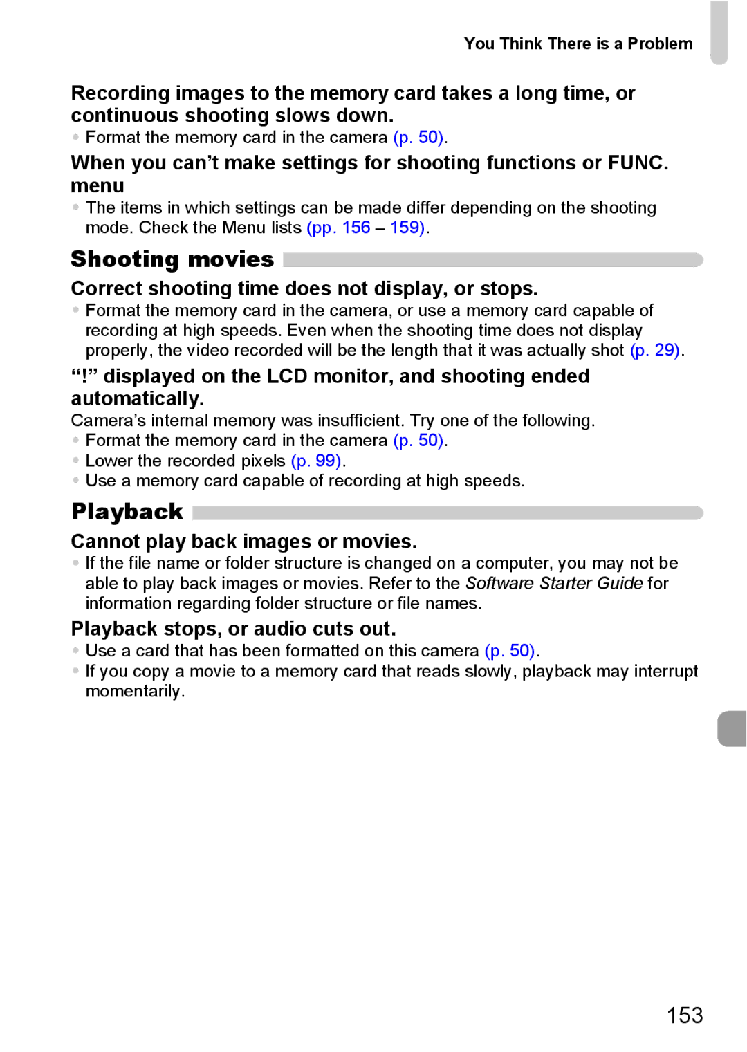 Canon IXUS980IS manual Shooting movies, Playback, 153 