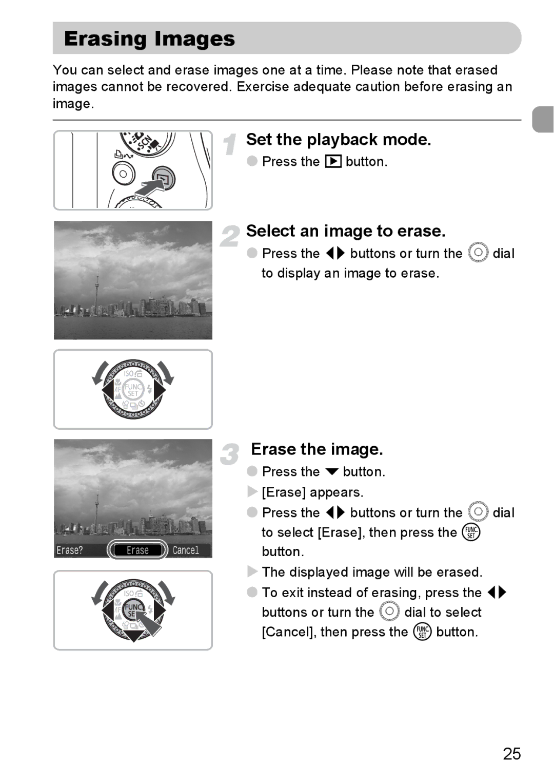 Canon IXUS980IS manual Erasing Images, Select an image to erase, Erase the image 