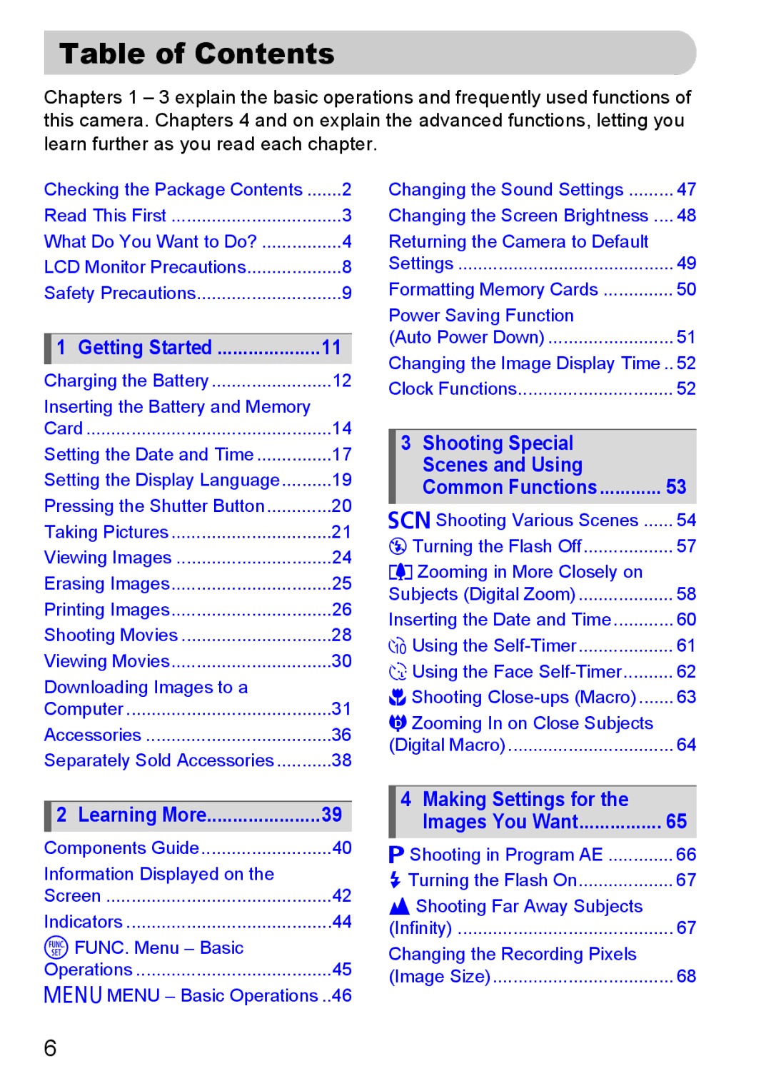 Canon IXUS980IS manual Table of Contents 