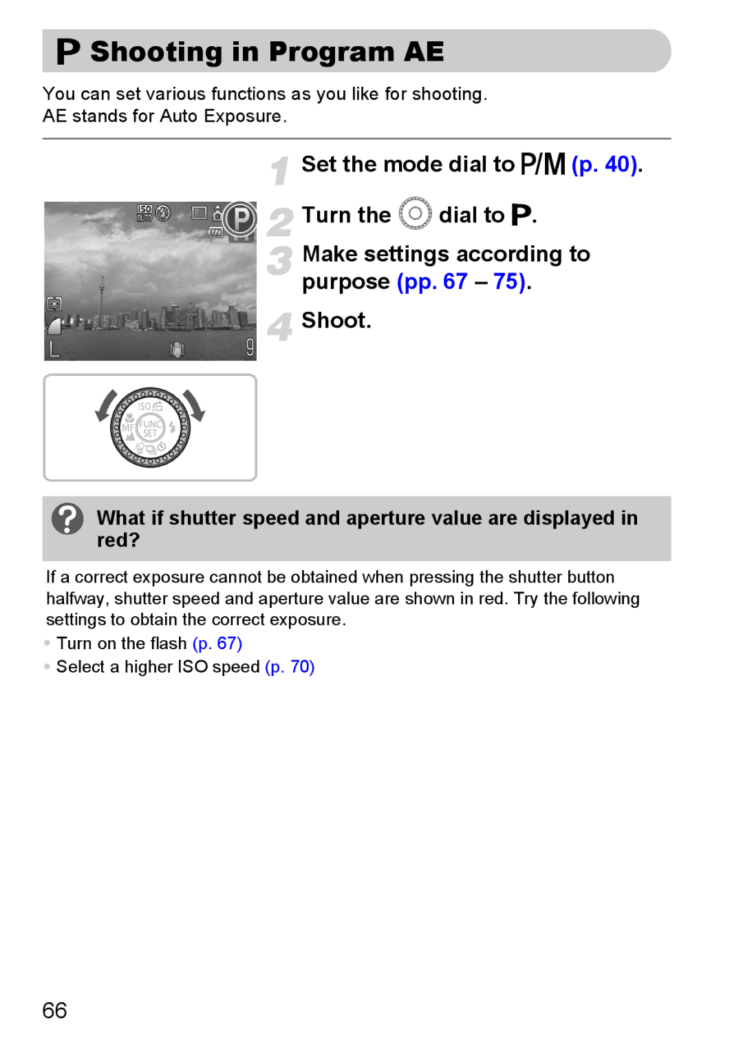 Canon IXUS980IS manual Shooting in Program AE 