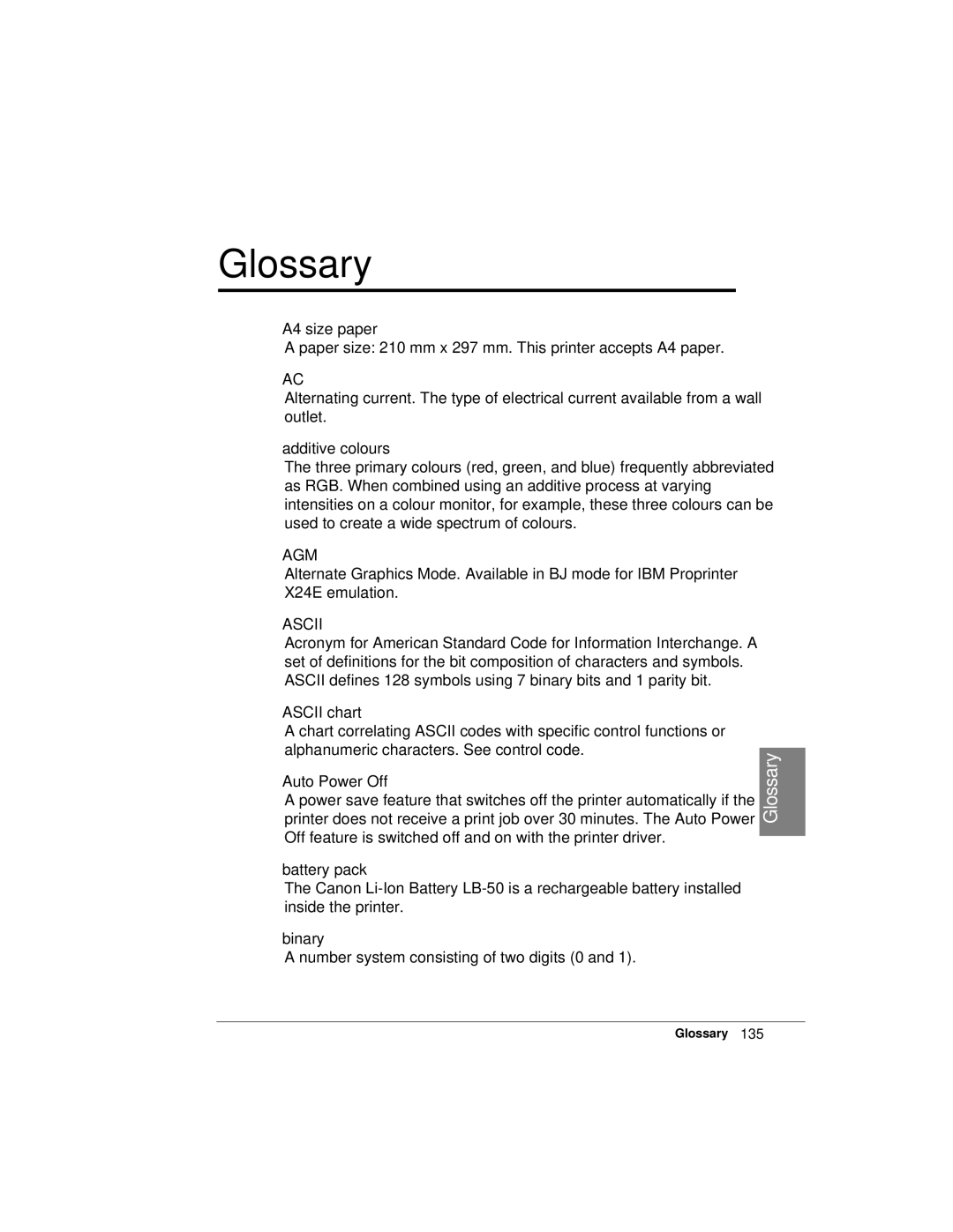 Canon K10158 manual Glossary 