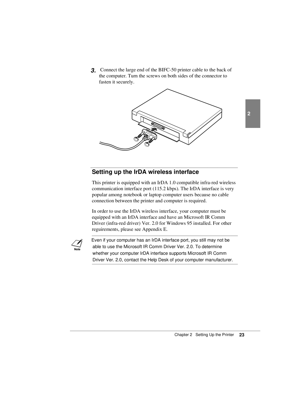 Canon K10158 manual Setting up the IrDA wireless interface 