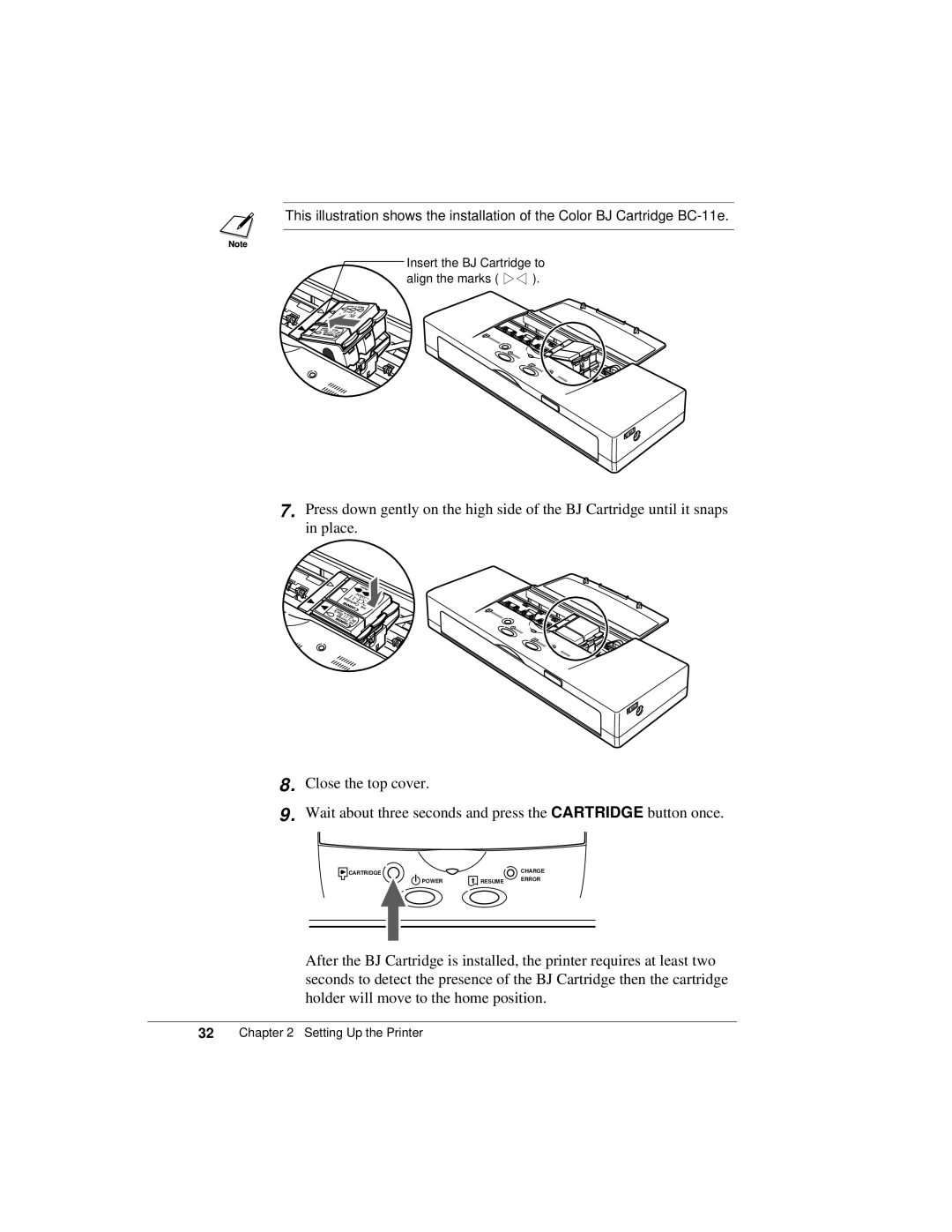 Canon K10158 manual Insert the BJ Cartridge to Align the marks 