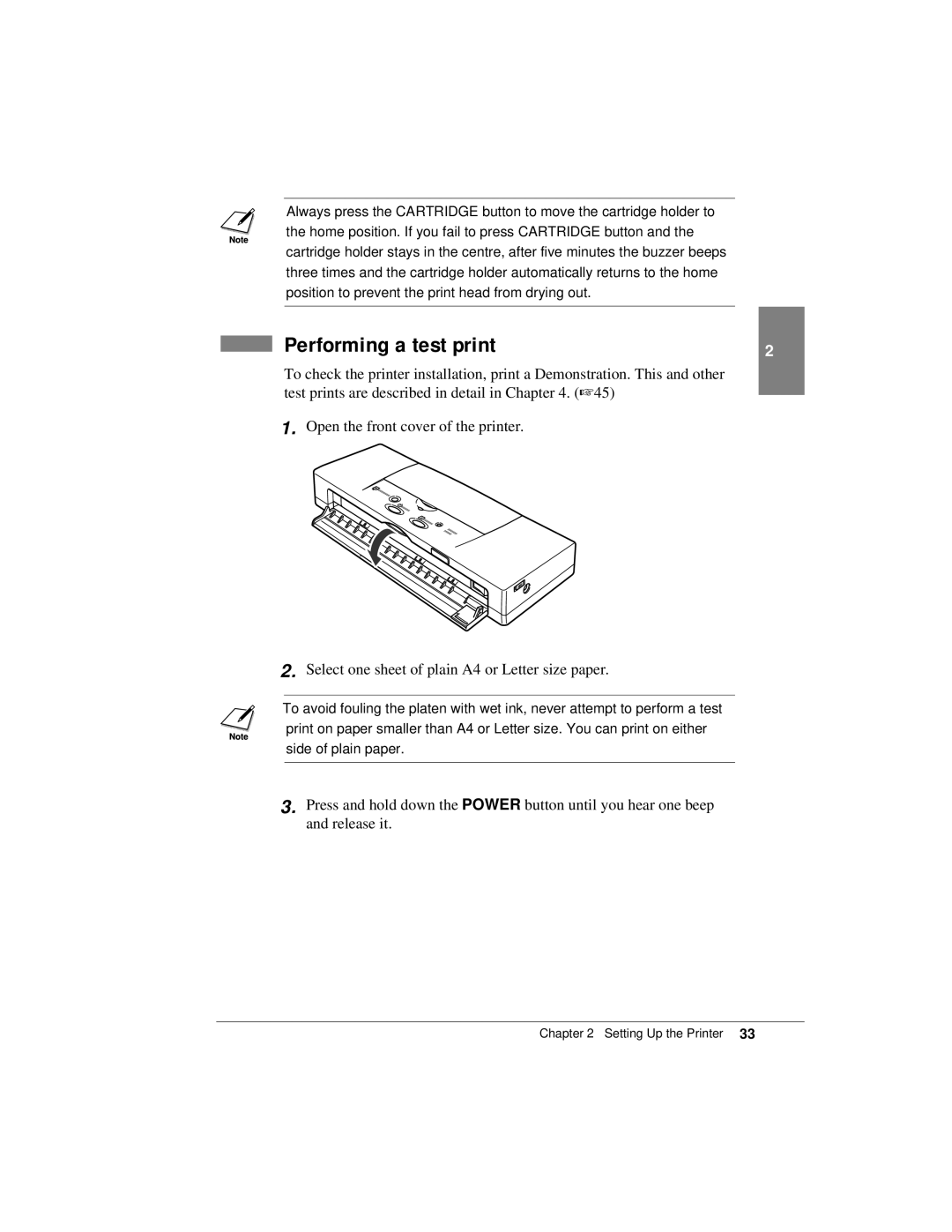 Canon K10158 manual Performing a test print 