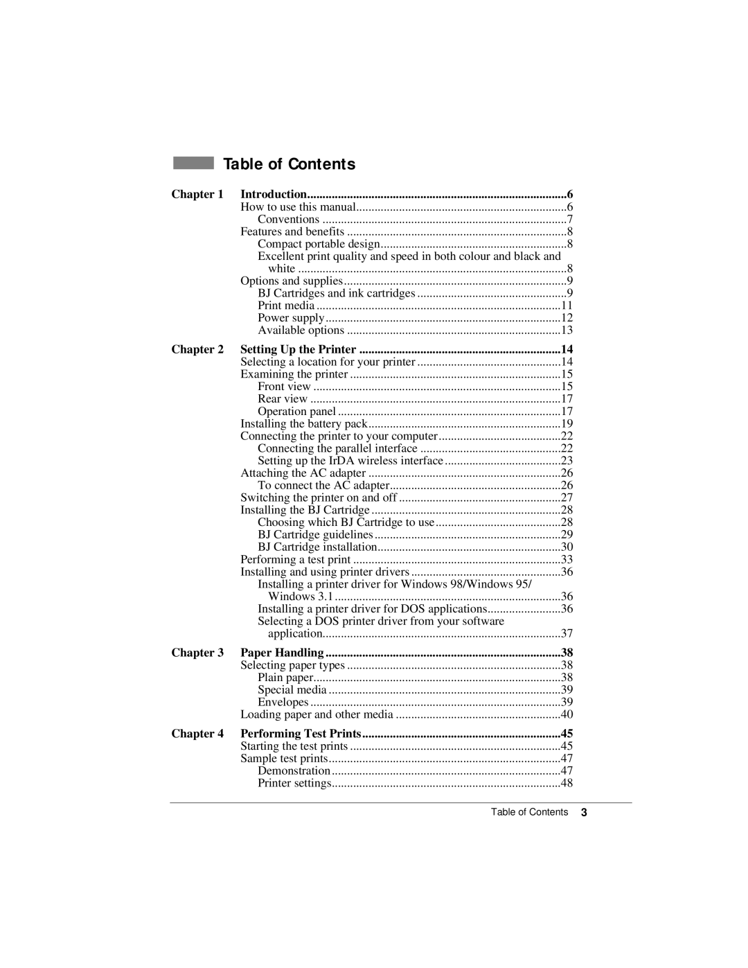 Canon K10158 manual Table of Contents 