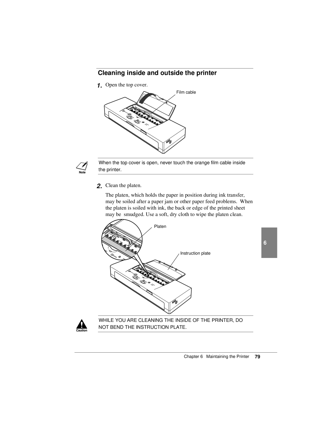 Canon K10158 manual Cleaning inside and outside the printer 