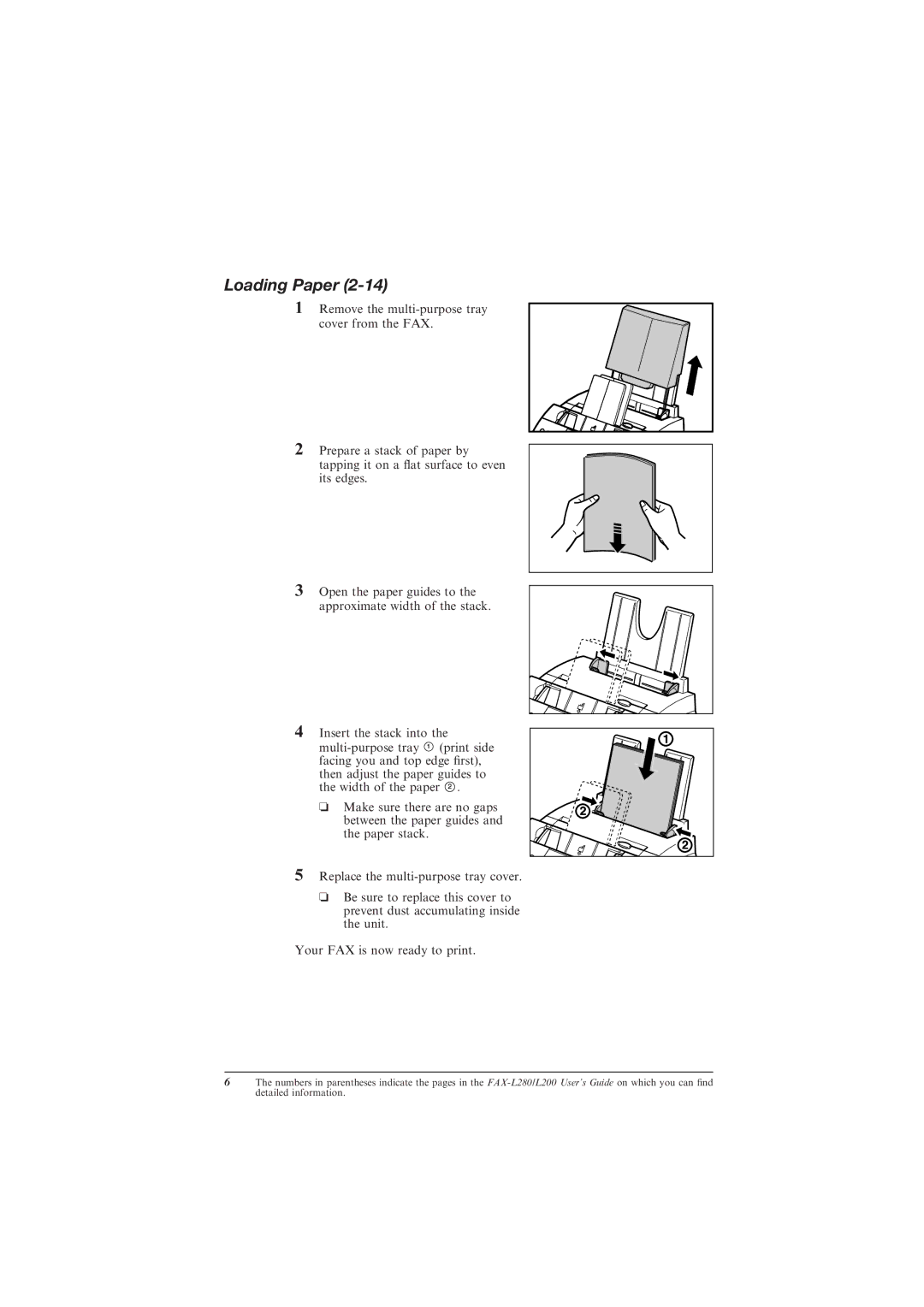 Canon L200 manual Loading Paper 