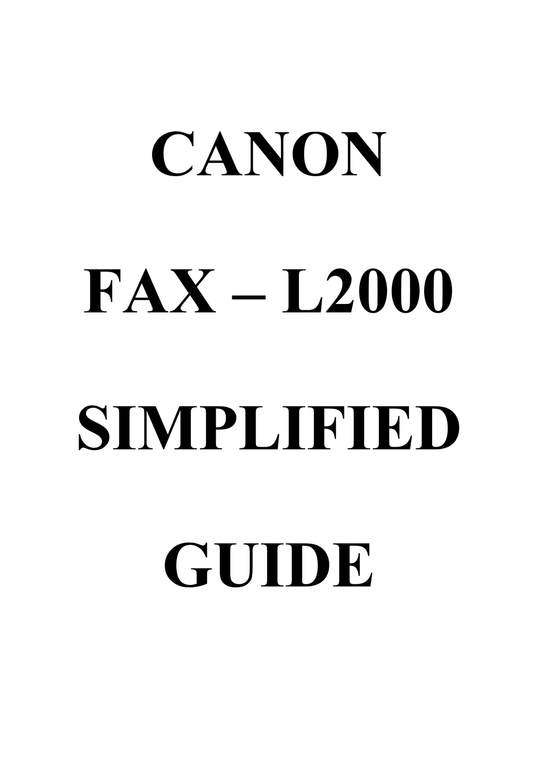 Canon L2000 manual Canon 