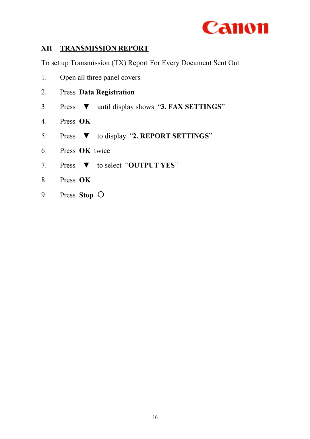 Canon L2000 manual XII Transmission Report 