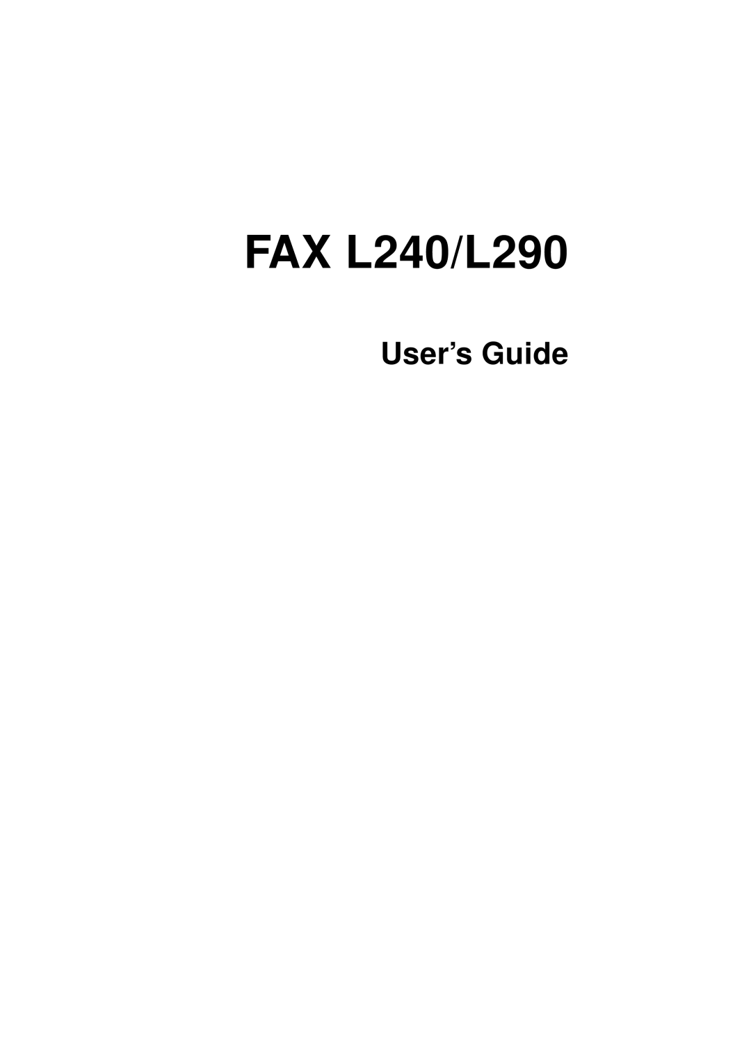 Canon manual FAX L240/L290, User’s Guide 