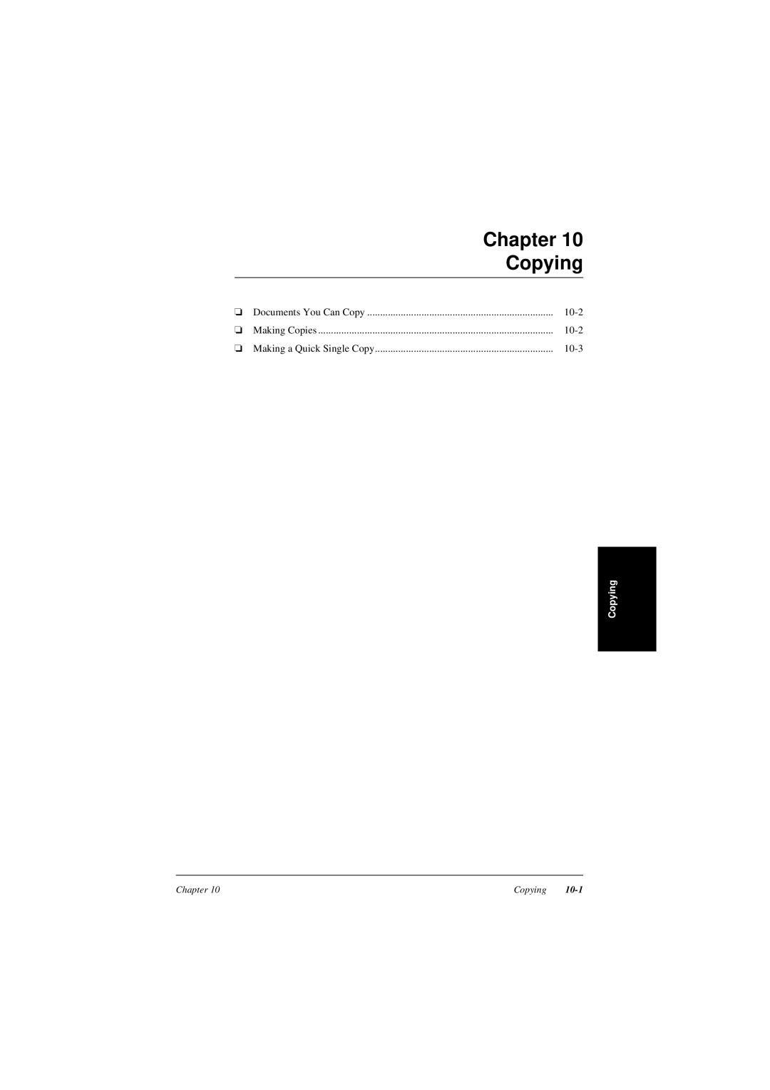 Canon L240, L290 manual Copying, Chapter, 10-1, Documents You Can Copy, Making Copies, Making a Quick Single Copy 