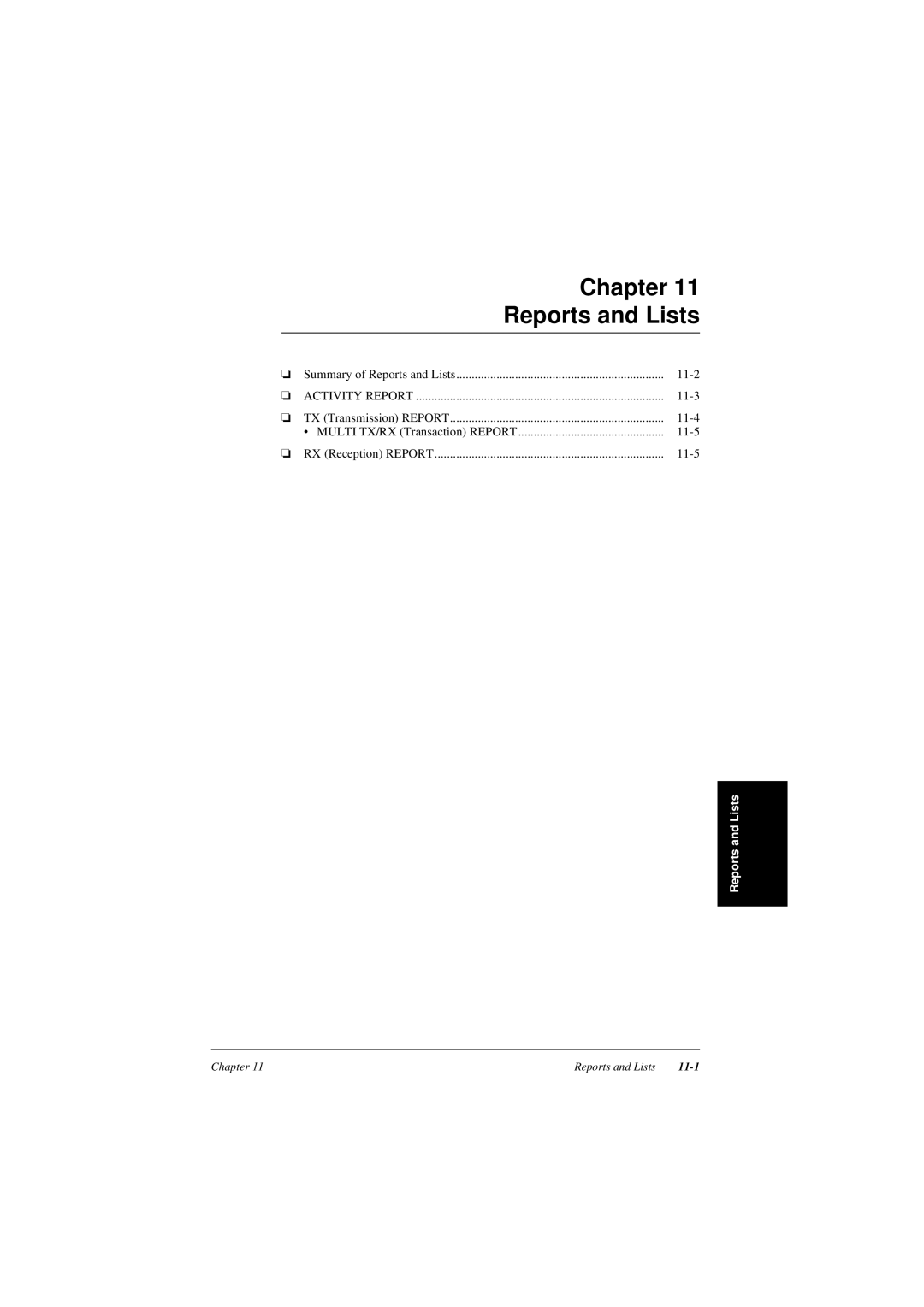 Canon L240, L290 manual Chapter Reports and Lists, 11-1 