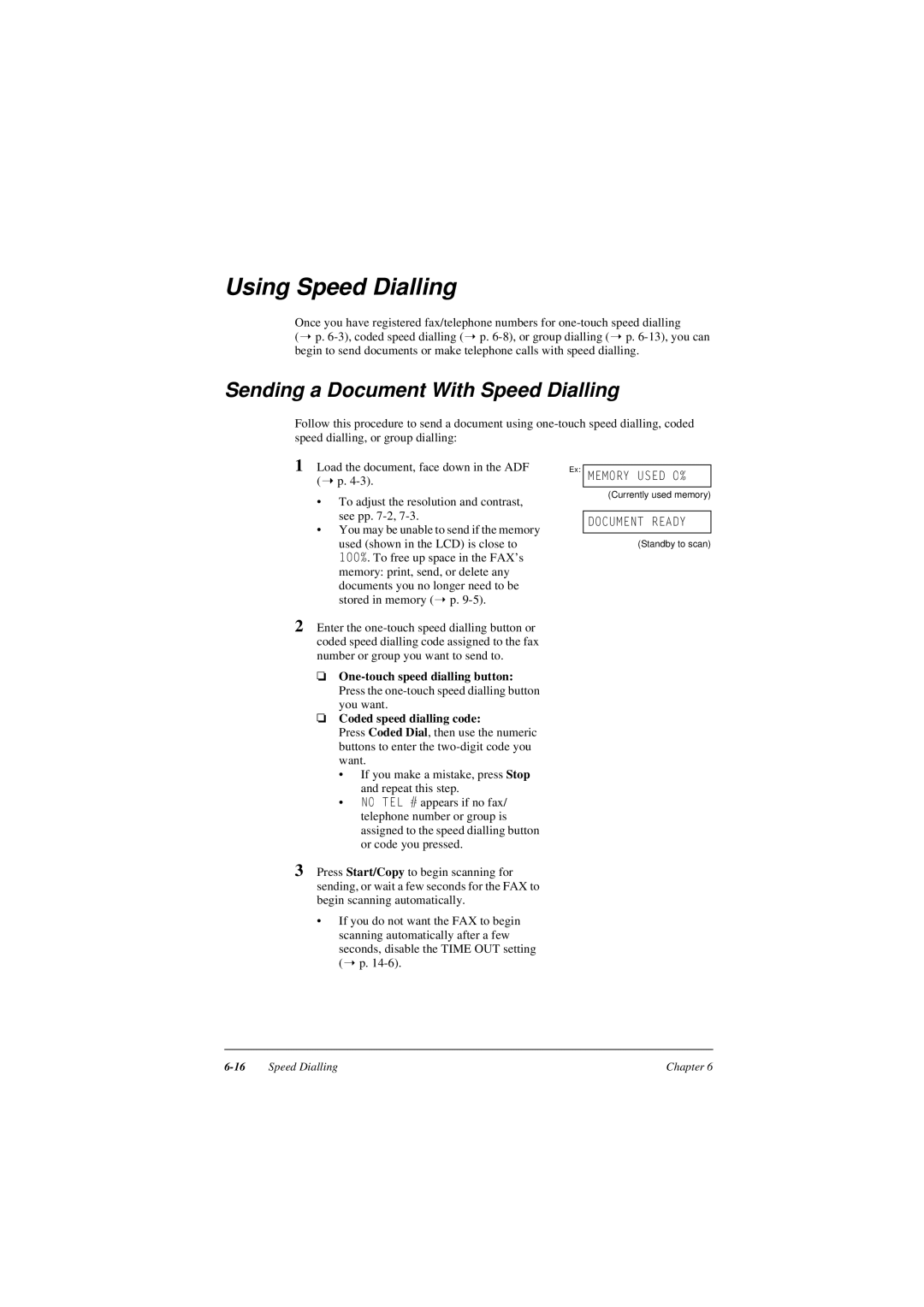 Canon L290, L240 manual Using Speed Dialling, Sending a Document With Speed Dialling, Coded speed dialling code 