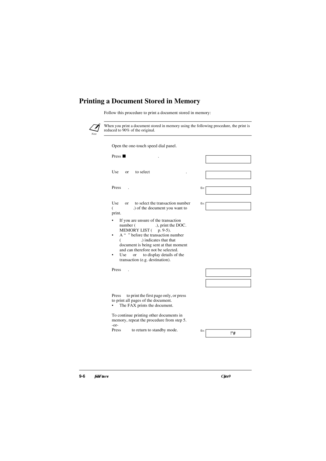 Canon L290 Printing a Document Stored in Memory, Follow this procedure to print a document stored in memory, Press Set. M 