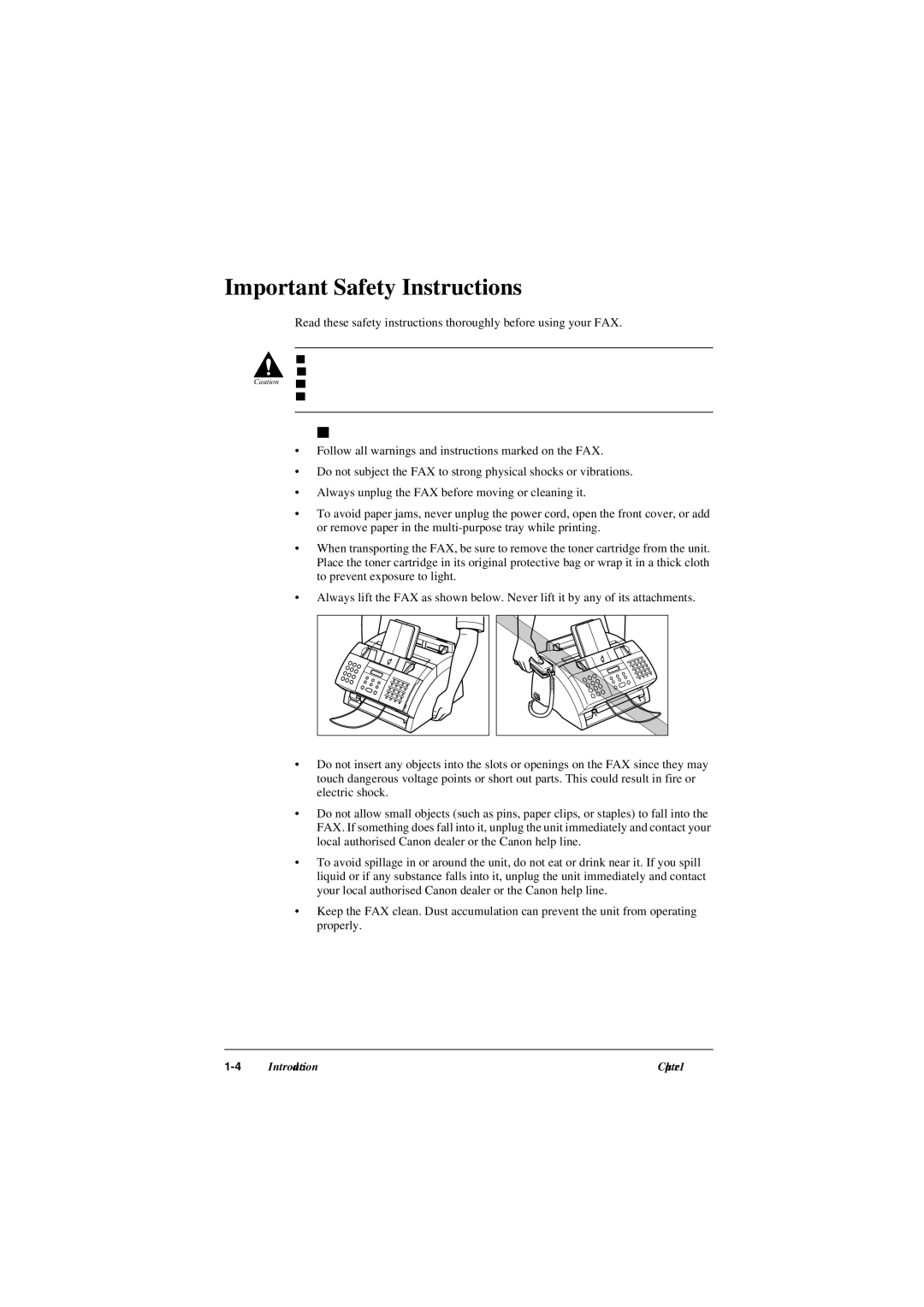 Canon L290, L240 manual Important Safety Instructions, Handling and Maintenance 