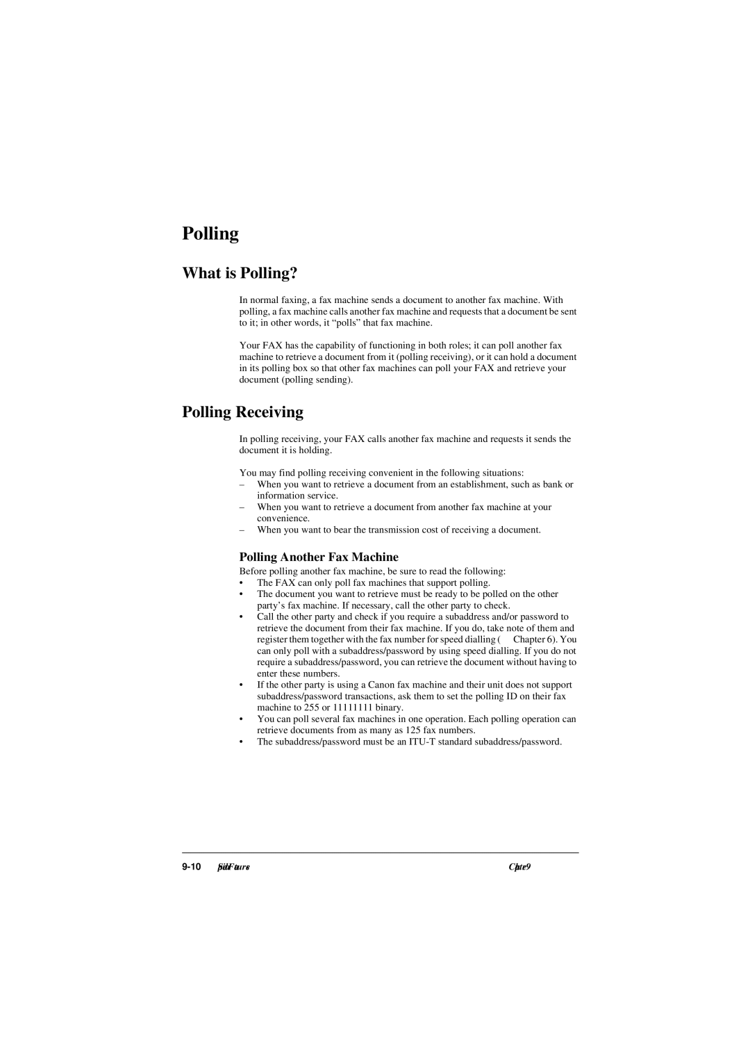 Canon L290, L240 manual What is Polling?, Polling Receiving 