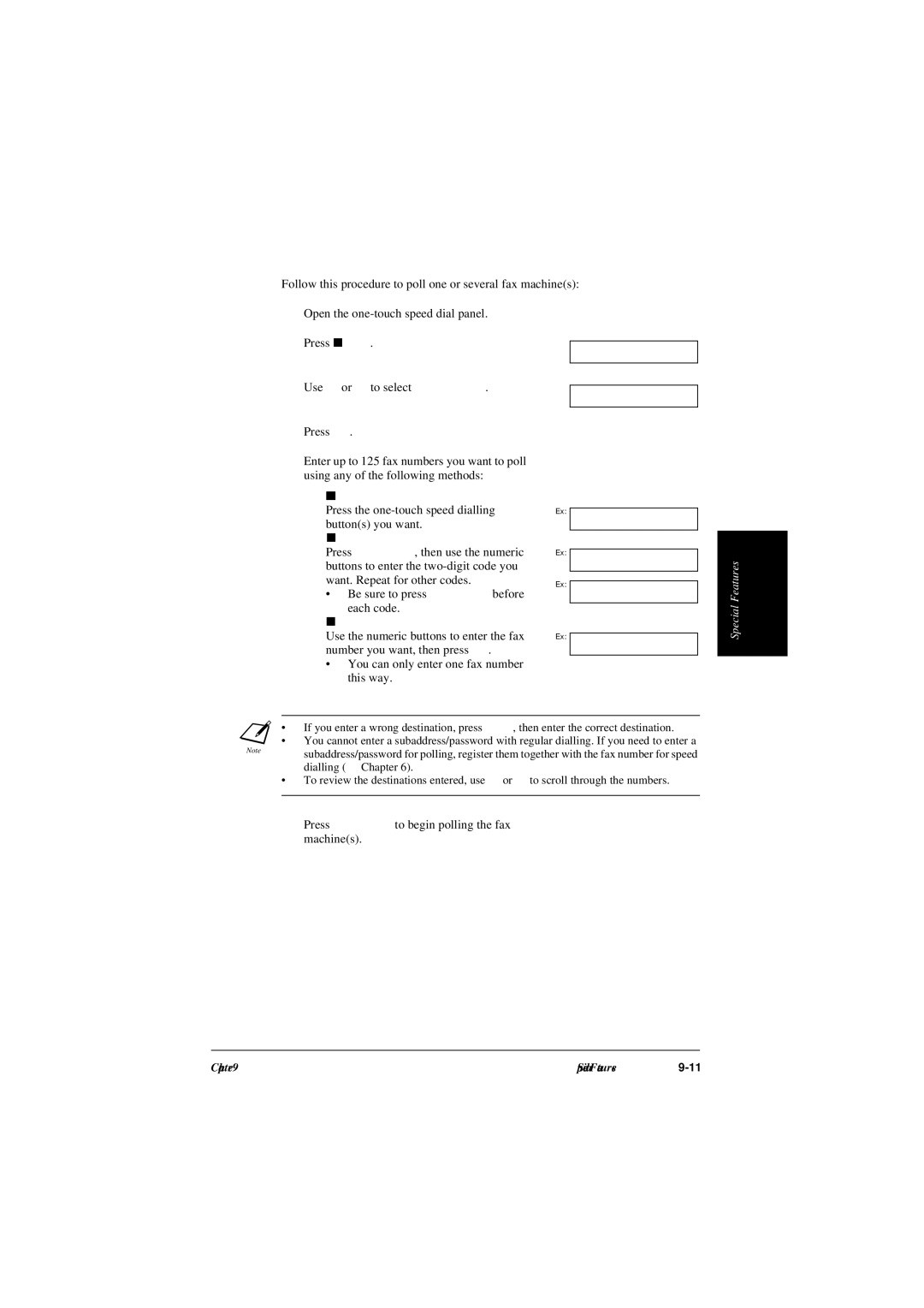 Canon L240, L290 manual One-touch speed dialling, Press Start/Copy to begin polling the fax machines 