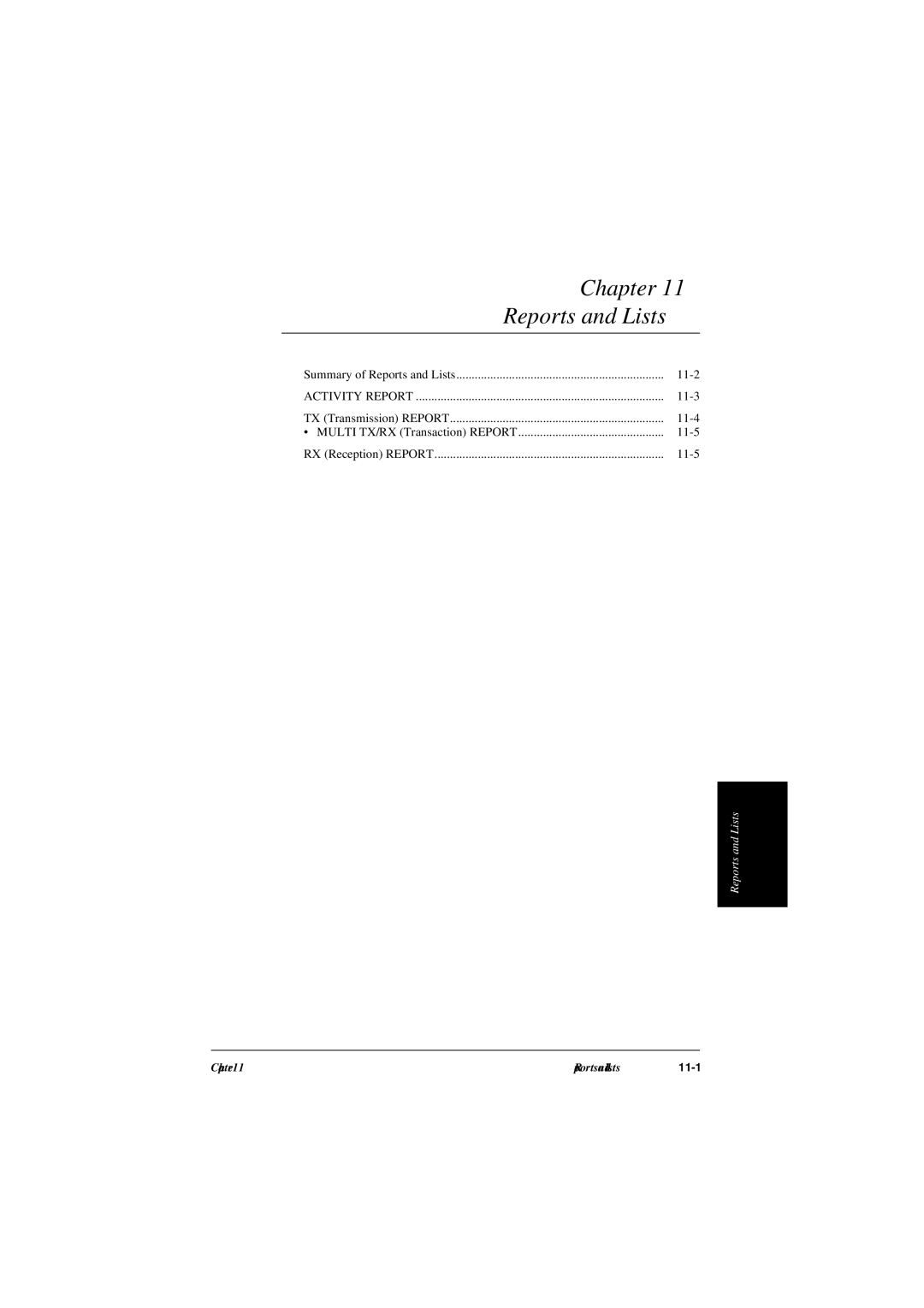 Canon L240, L290 manual Chapter Reports and Lists, 11-2 