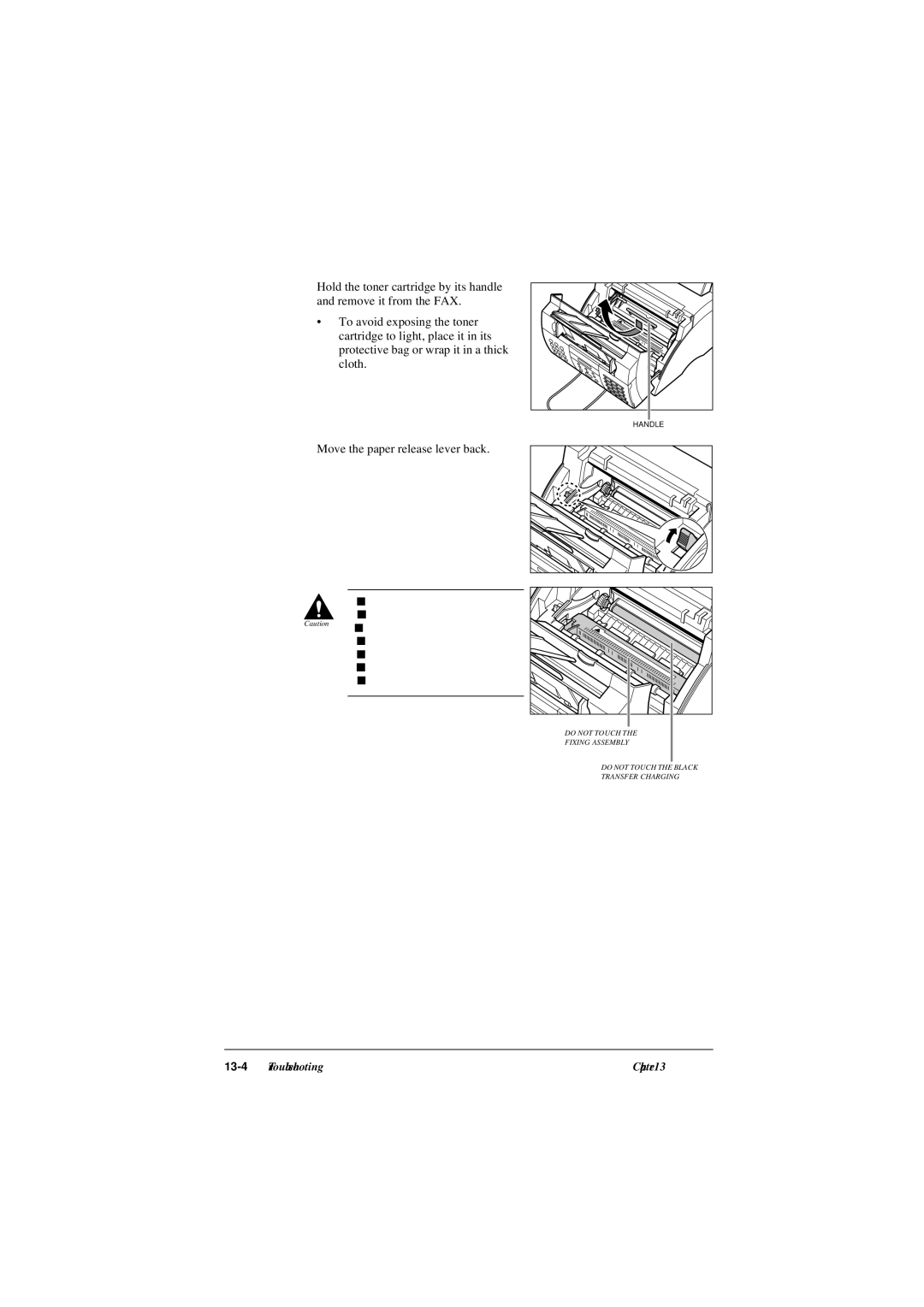 Canon L290, L240 manual Move the paper release lever back, 13-4 