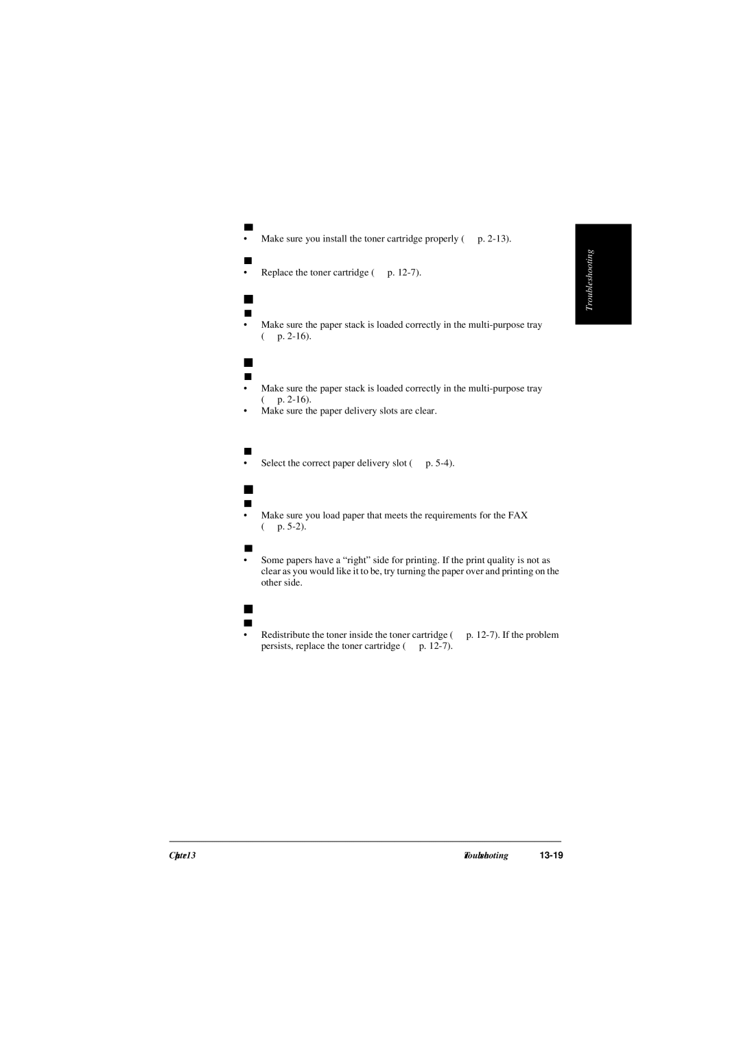 Canon L240, L290 manual Printout does not match paper size, Printout is skewed, Paper jams occur, Printout is not clear 