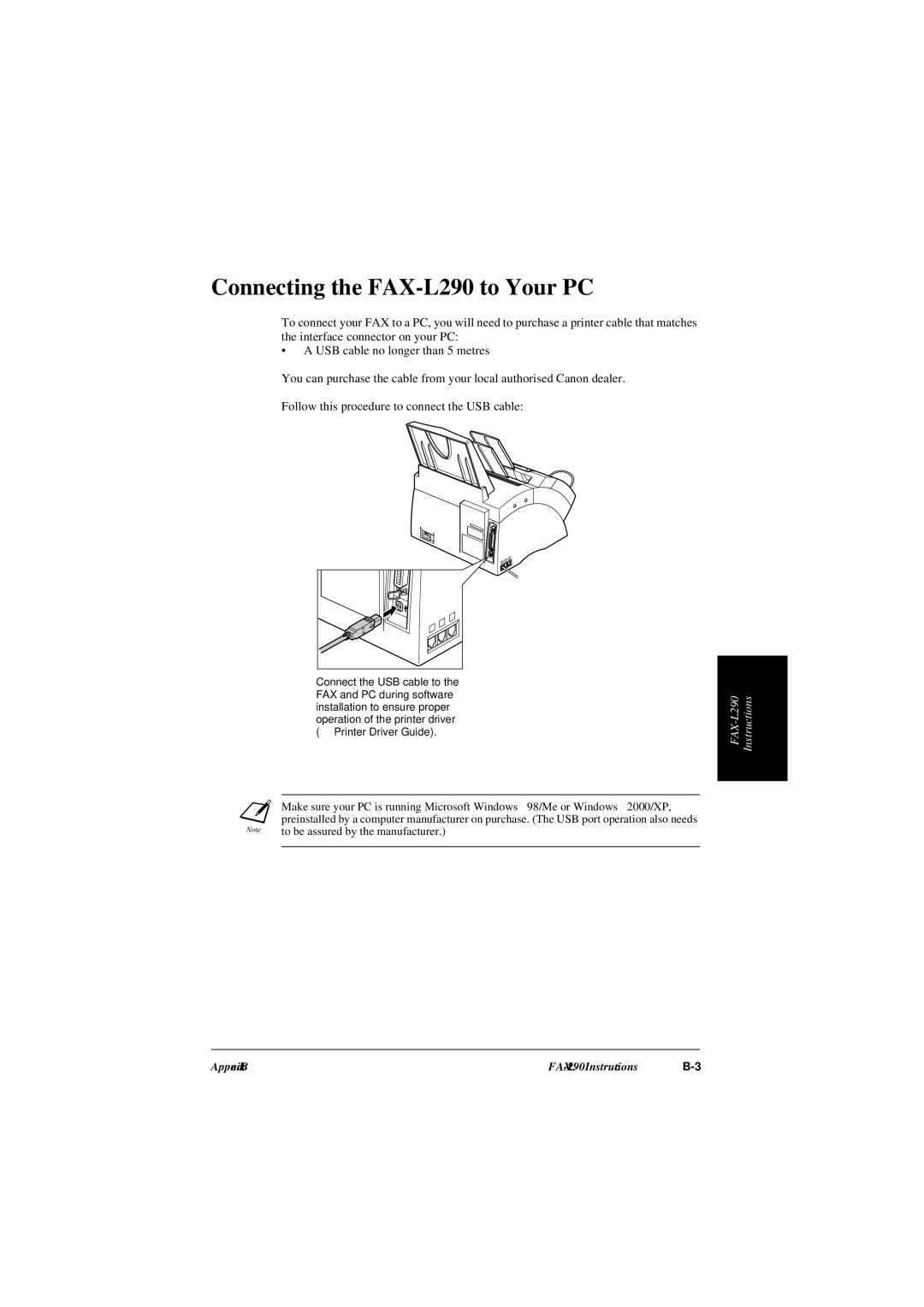 Canon L240 manual Connecting the FAX-L290 to Your PC 