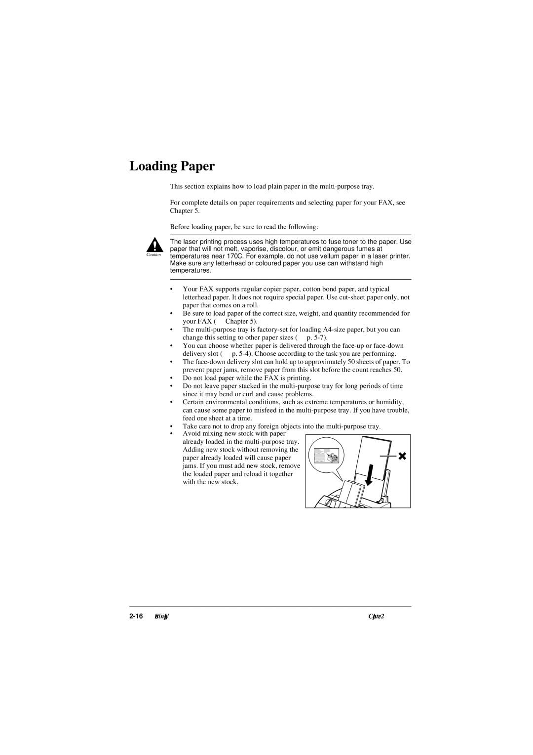 Canon L290, L240 manual Loading Paper 