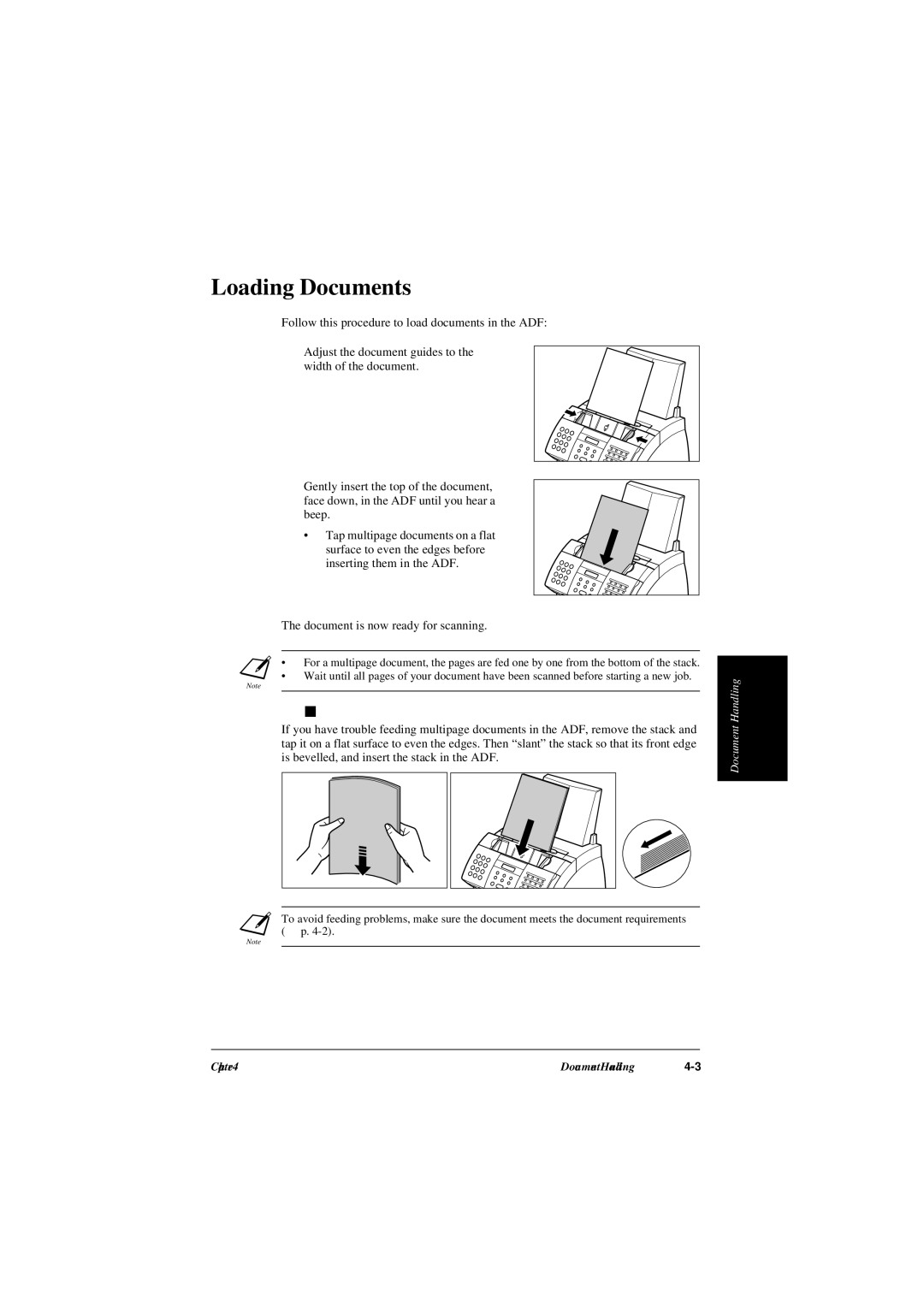 Canon L240, L290 manual Loading Documents, Problems With Multipage Documents 