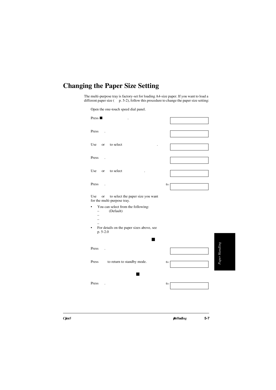 Canon L240, L290 manual Changing the Paper Size Setting, For details on the paper sizes above, see p 