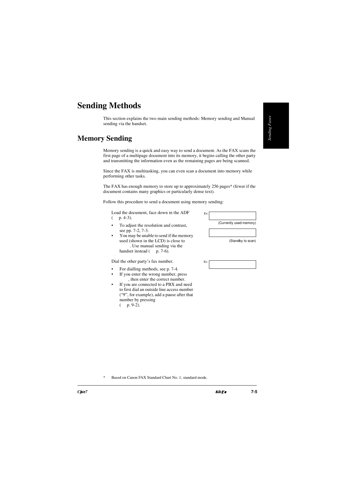 Canon L240, L290 manual Sending Methods, Memory Sending 