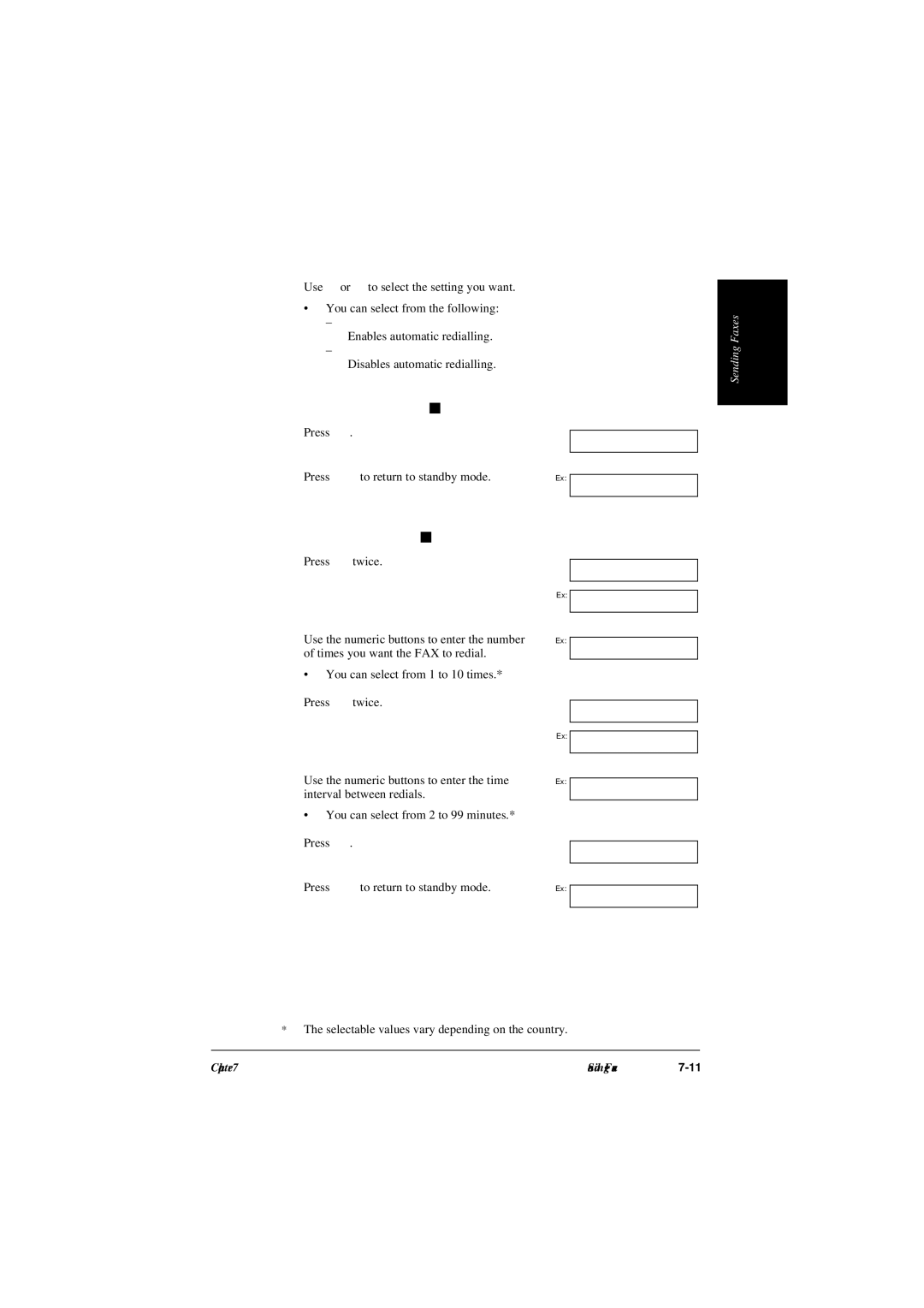 Canon L240, L290 manual Off, Disables automatic redialling 