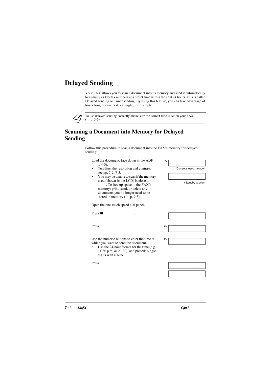 Canon L290, L240 manual Scanning a Document into Memory for Delayed Sending, Press Delayed Transmission 