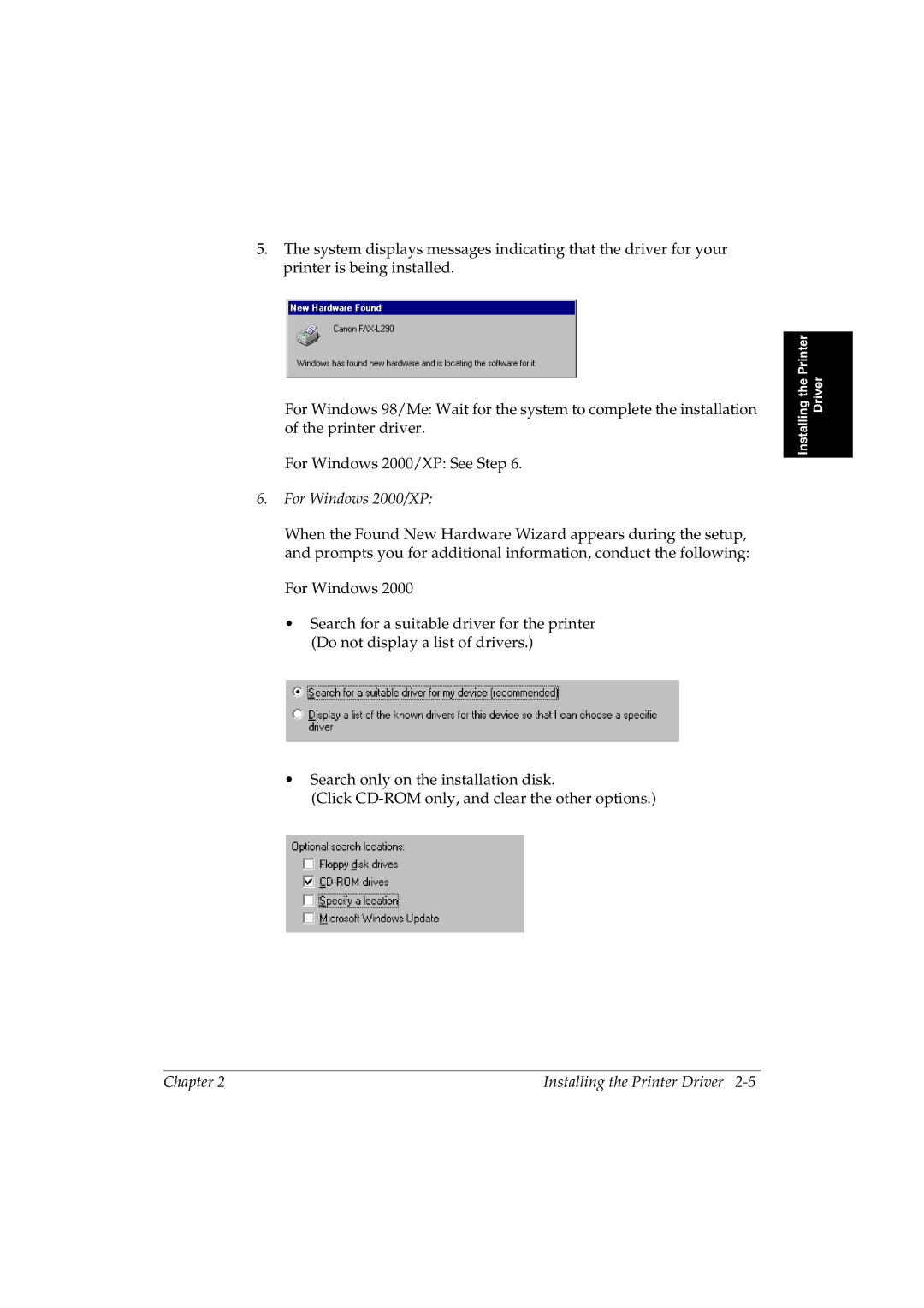 Canon L290 manual For Windows 2000/XP 