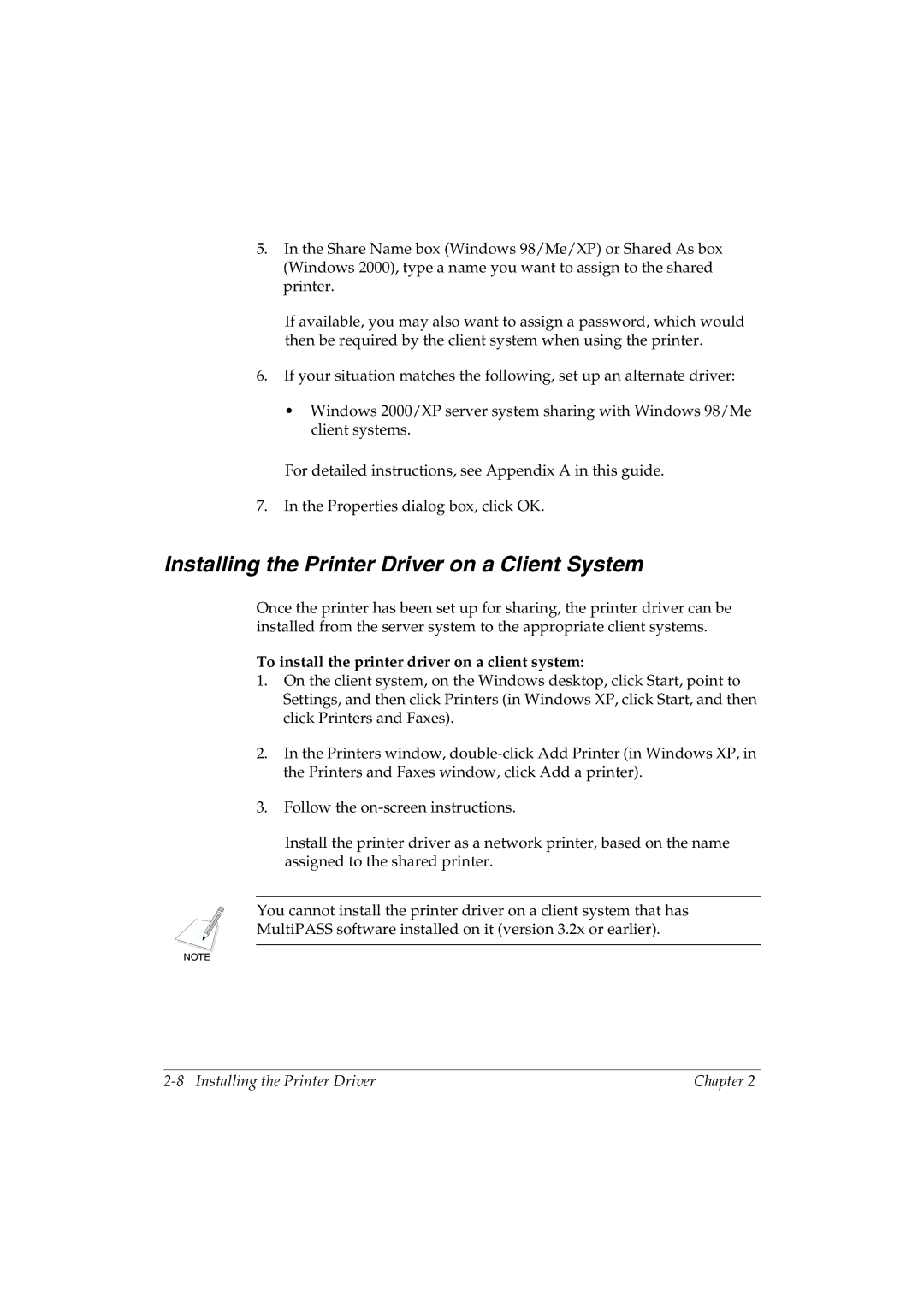 Canon L290 manual Installing the Printer Driver on a Client System, To install the printer driver on a client system 