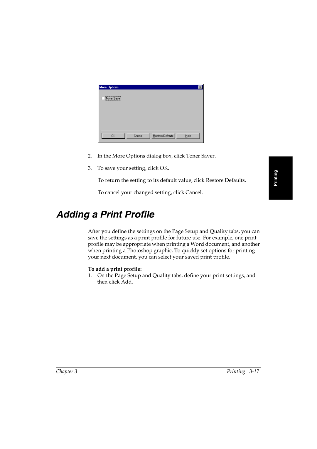 Canon L290 manual Adding a Print Profile, To add a print profile 