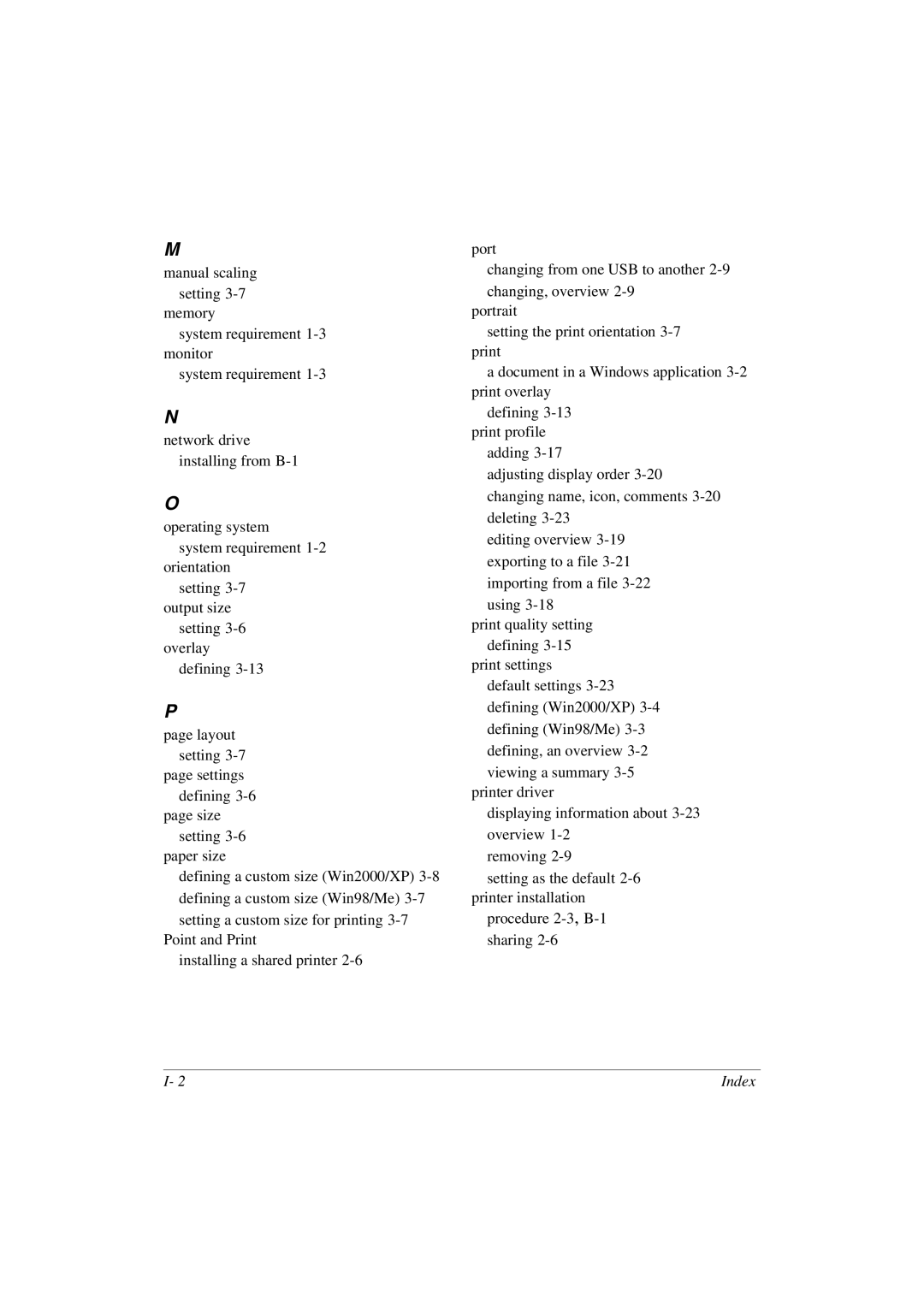 Canon L290 manual Index 