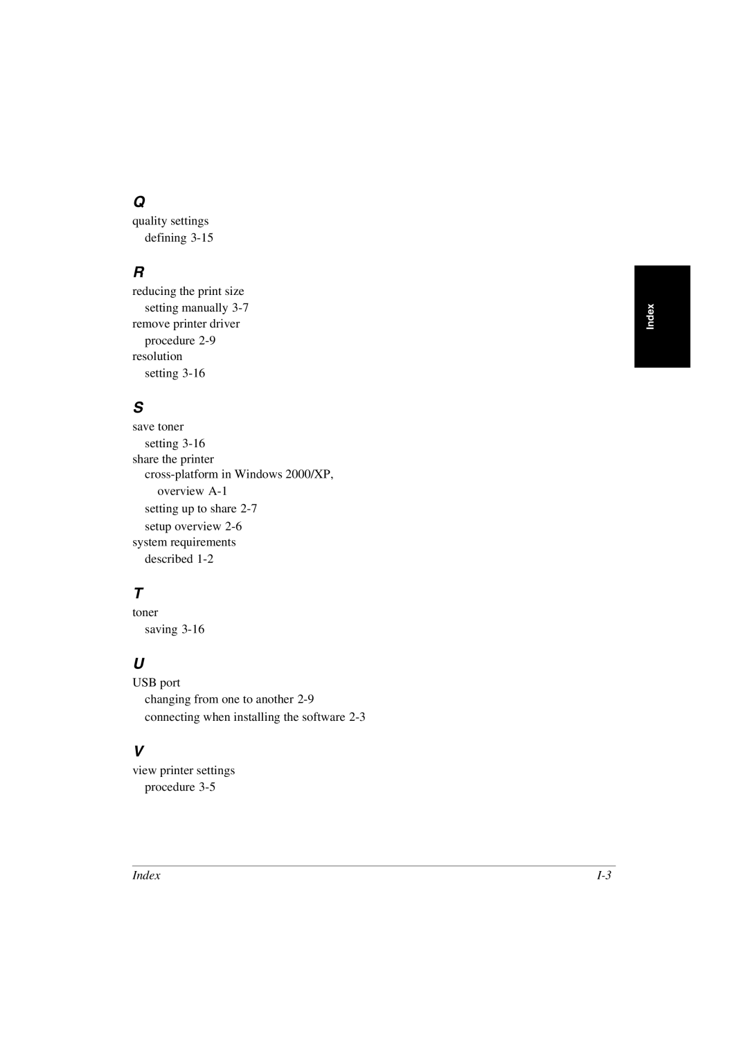 Canon L290 manual Index 