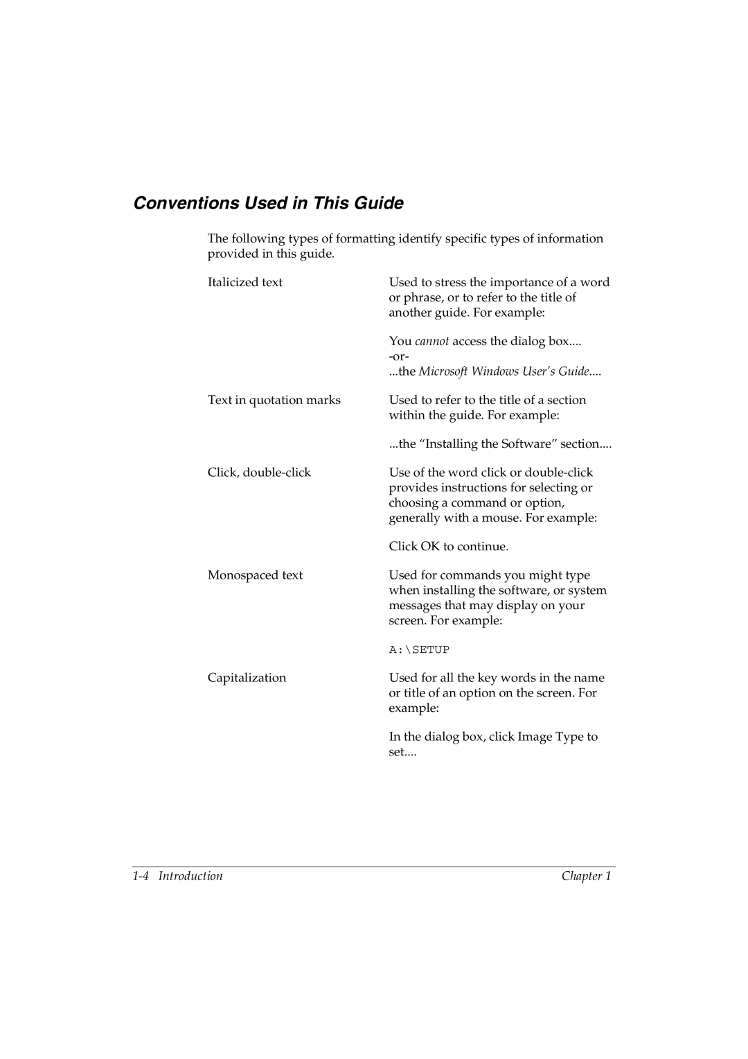 Canon L290 manual Conventions Used in This Guide, Microsoft Windows User’s Guide 