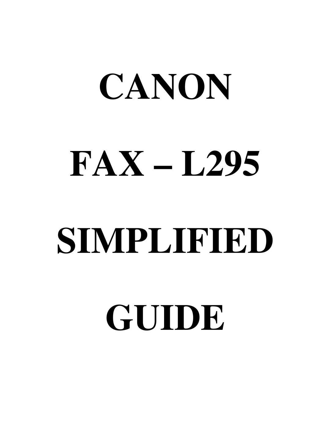 Canon L295 manual Canon 