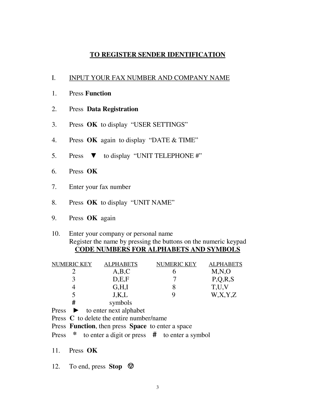 Canon L295 manual To Register Sender Identification, Press Function Press Data Registration 