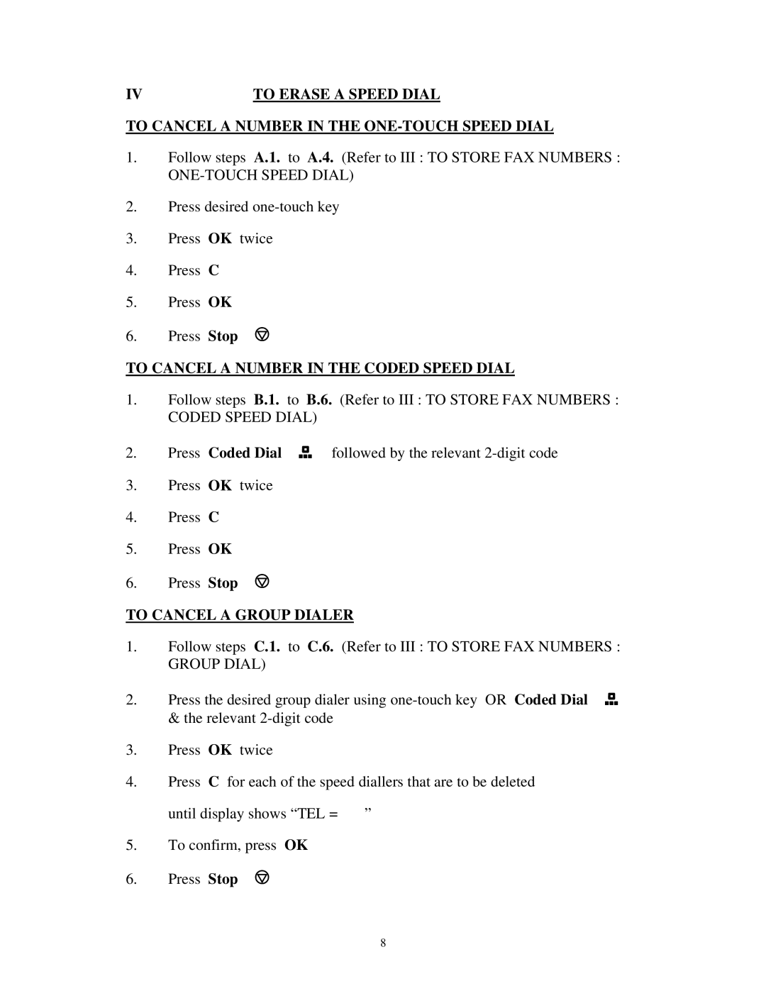 Canon L295 manual To Erase a Speed Dial 