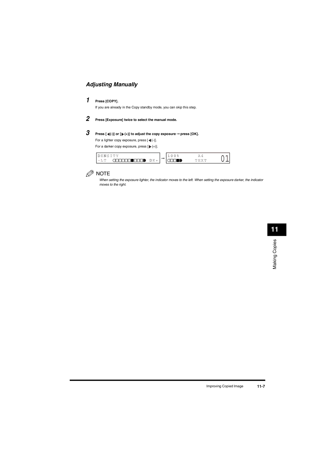 Canon L380S manual Adjusting Manually, 100%, 11-7 