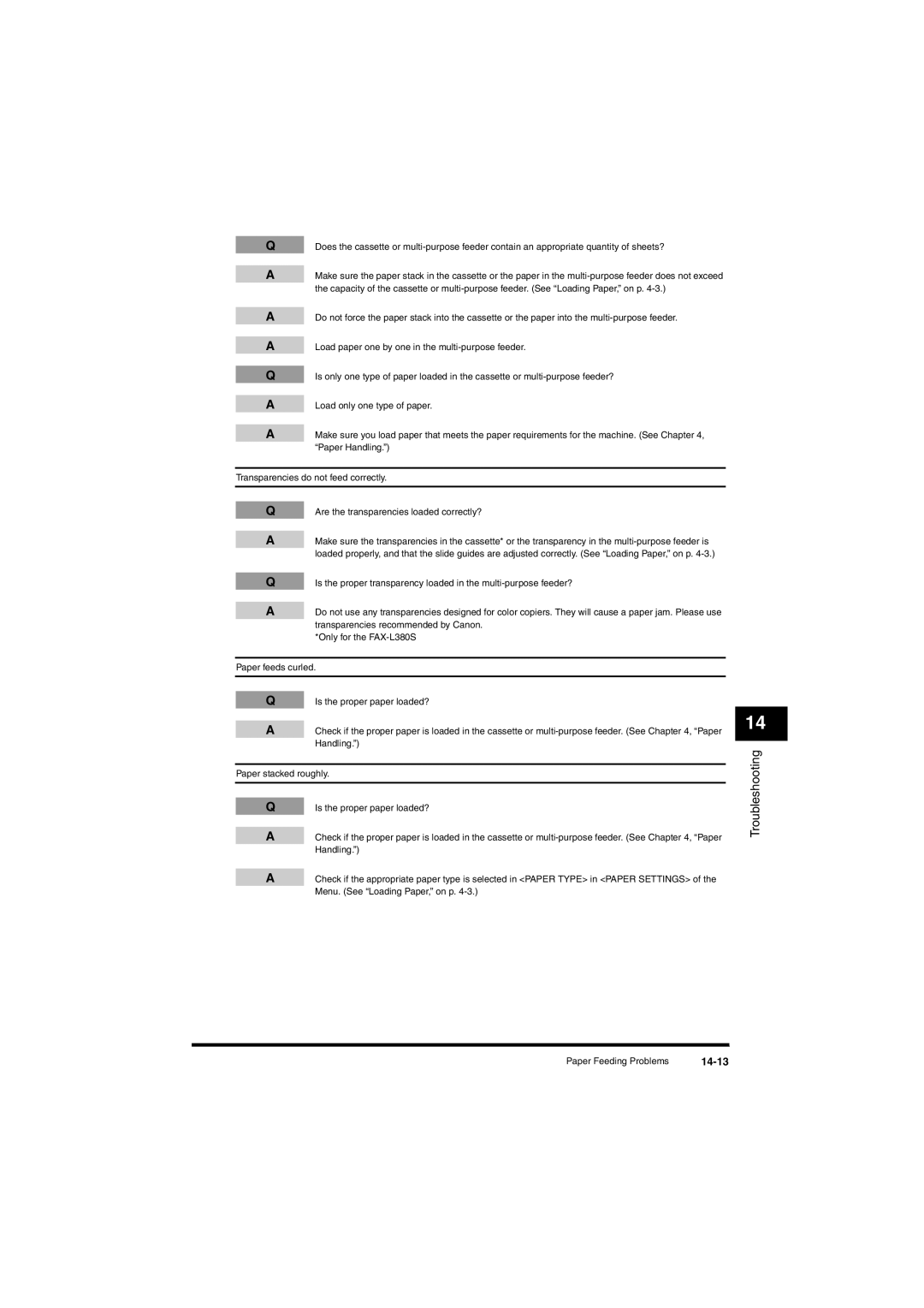 Canon L380S manual 14-13 