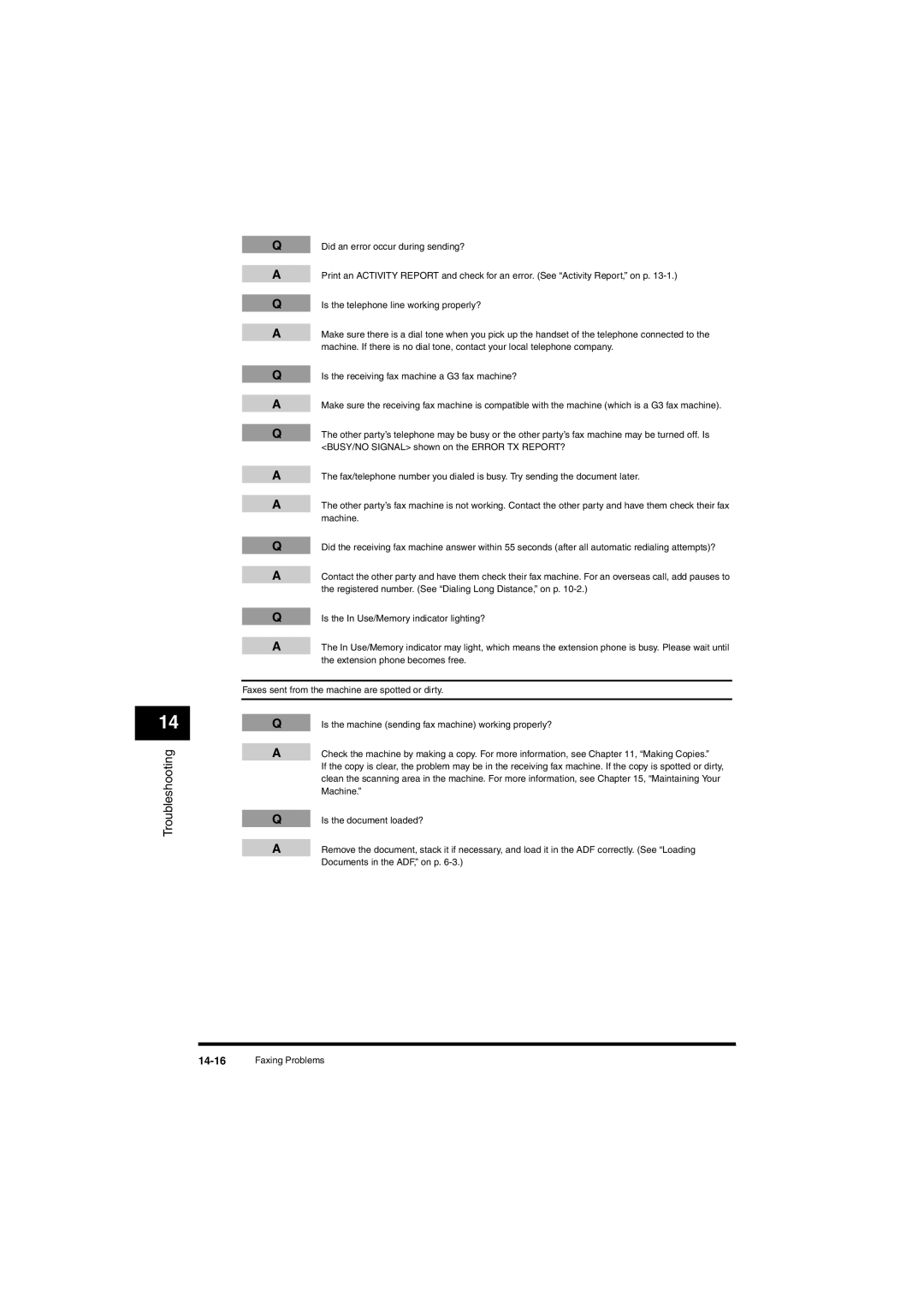 Canon L380S manual Troubleshooting 