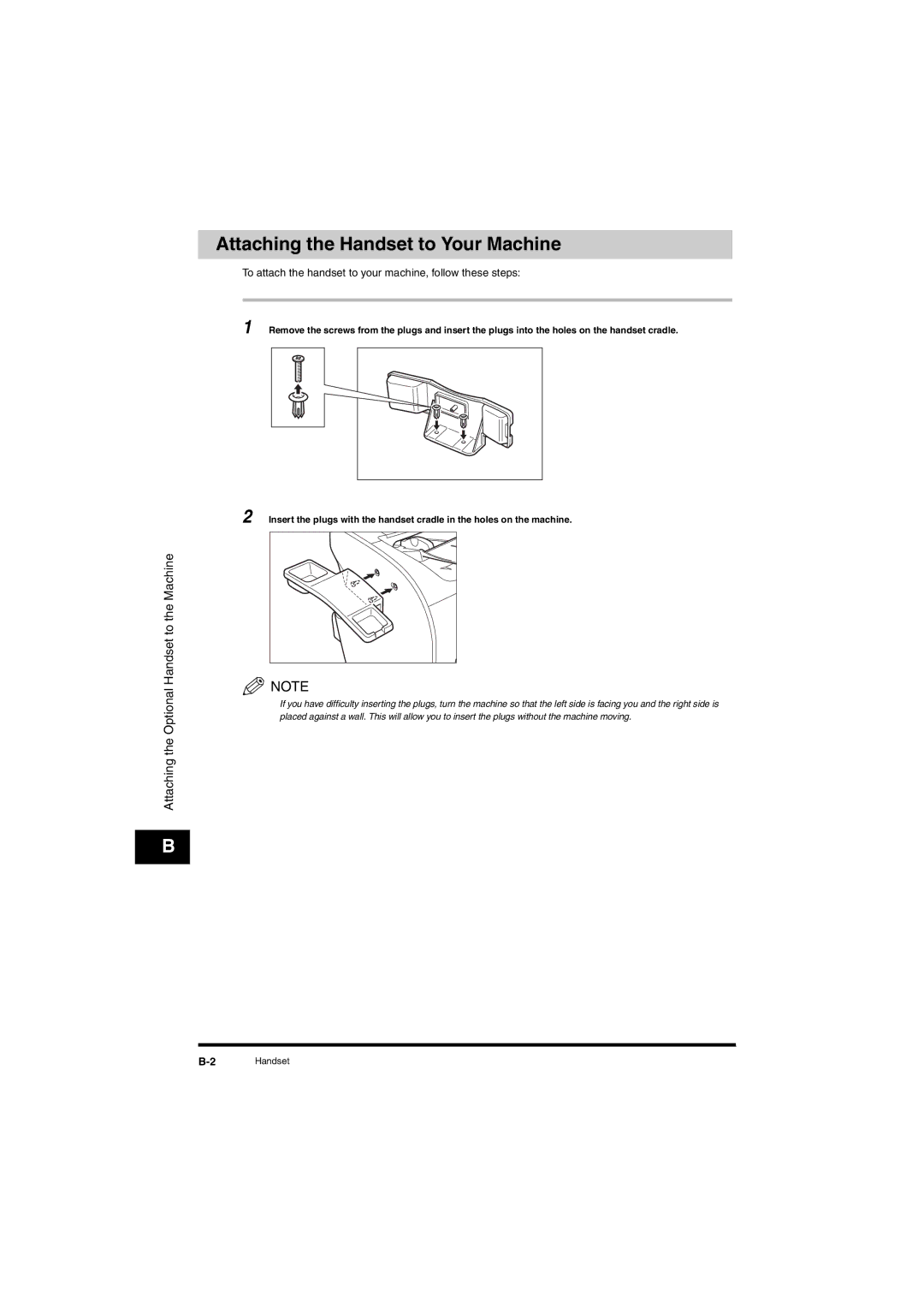 Canon L380S manual Attaching the Handset to Your Machine, To attach the handset to your machine, follow these steps 