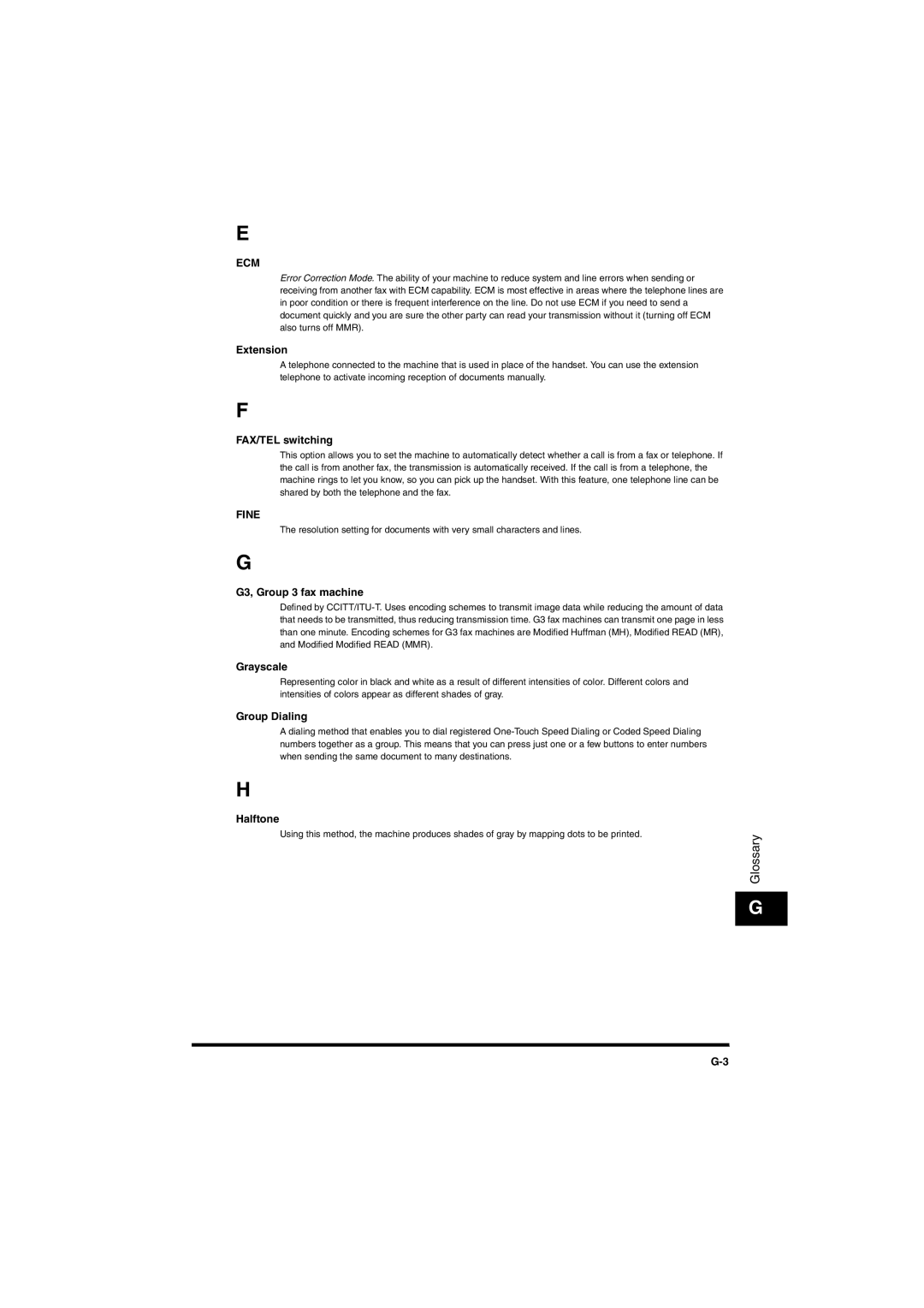 Canon L380S manual Ecm, Fine 