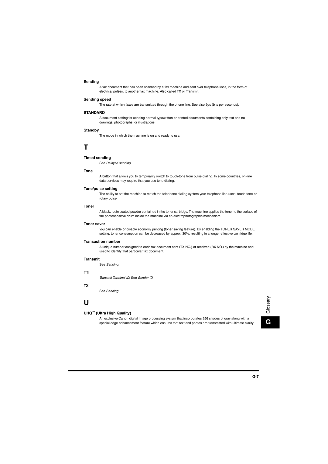 Canon L380S manual Standard, Tti 